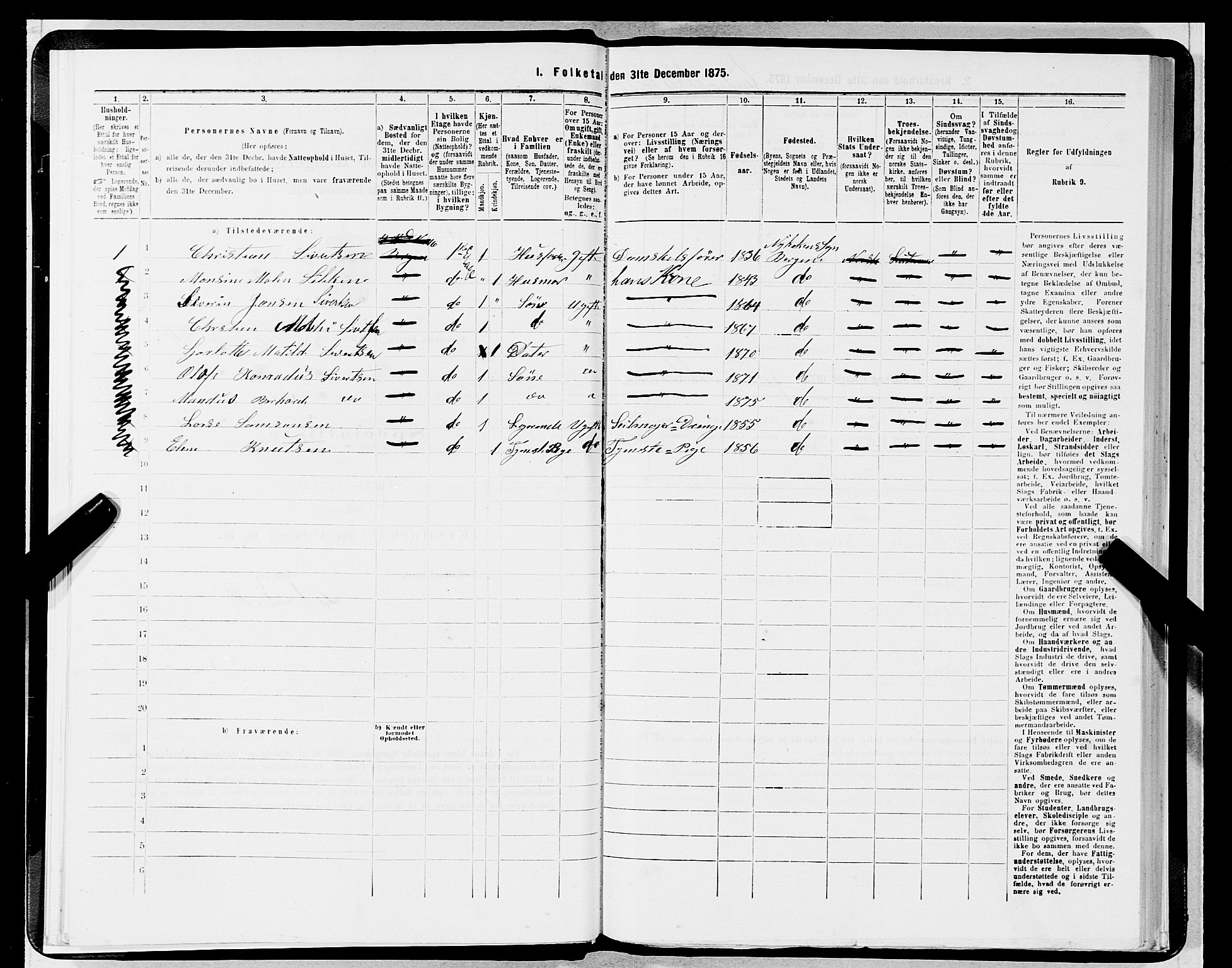 SAB, 1875 census for 1301 Bergen, 1875, p. 685