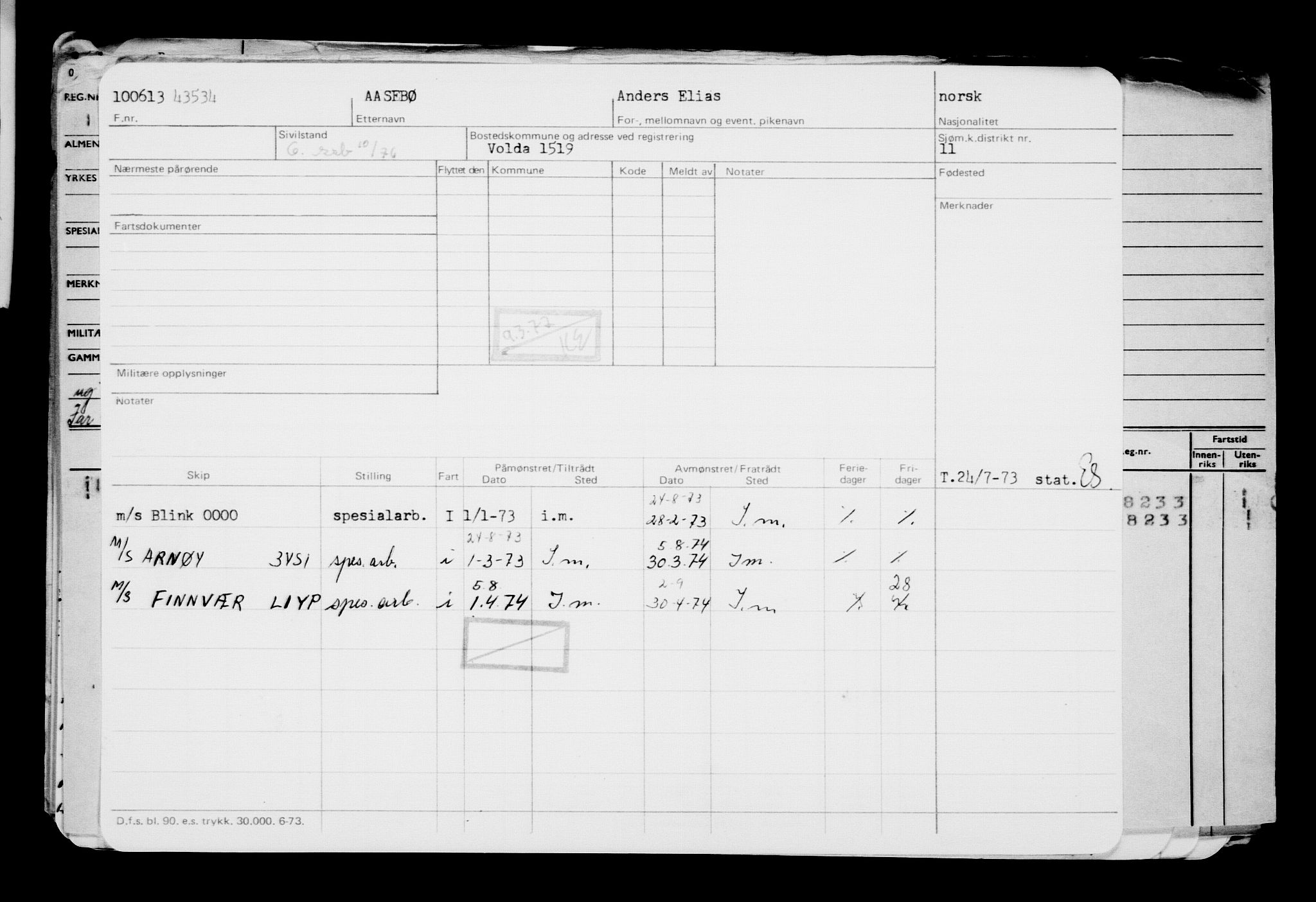 Direktoratet for sjømenn, AV/RA-S-3545/G/Gb/L0113: Hovedkort, 1913, p. 227