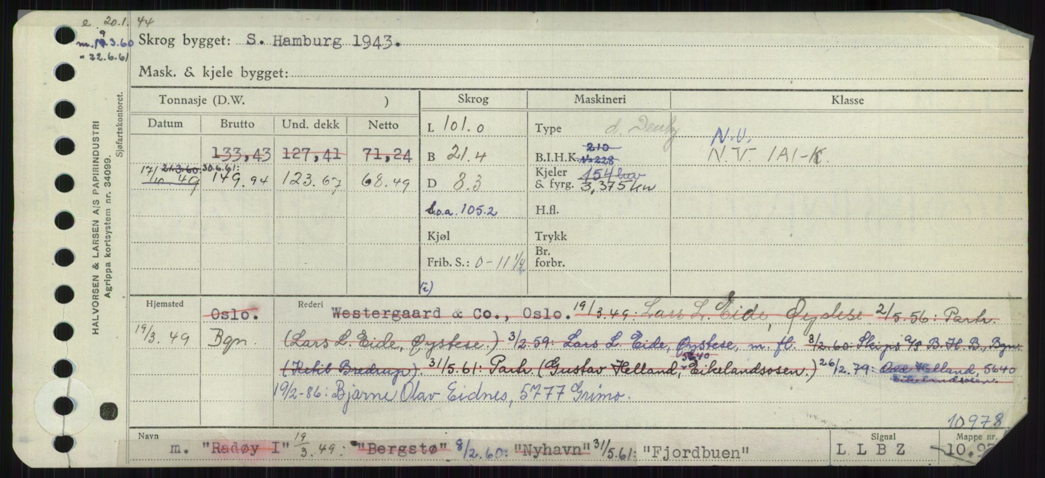 Sjøfartsdirektoratet med forløpere, Skipsmålingen, RA/S-1627/H/Ha/L0002/0001: Fartøy, Eik-Hill / Fartøy, Eik-F, p. 507