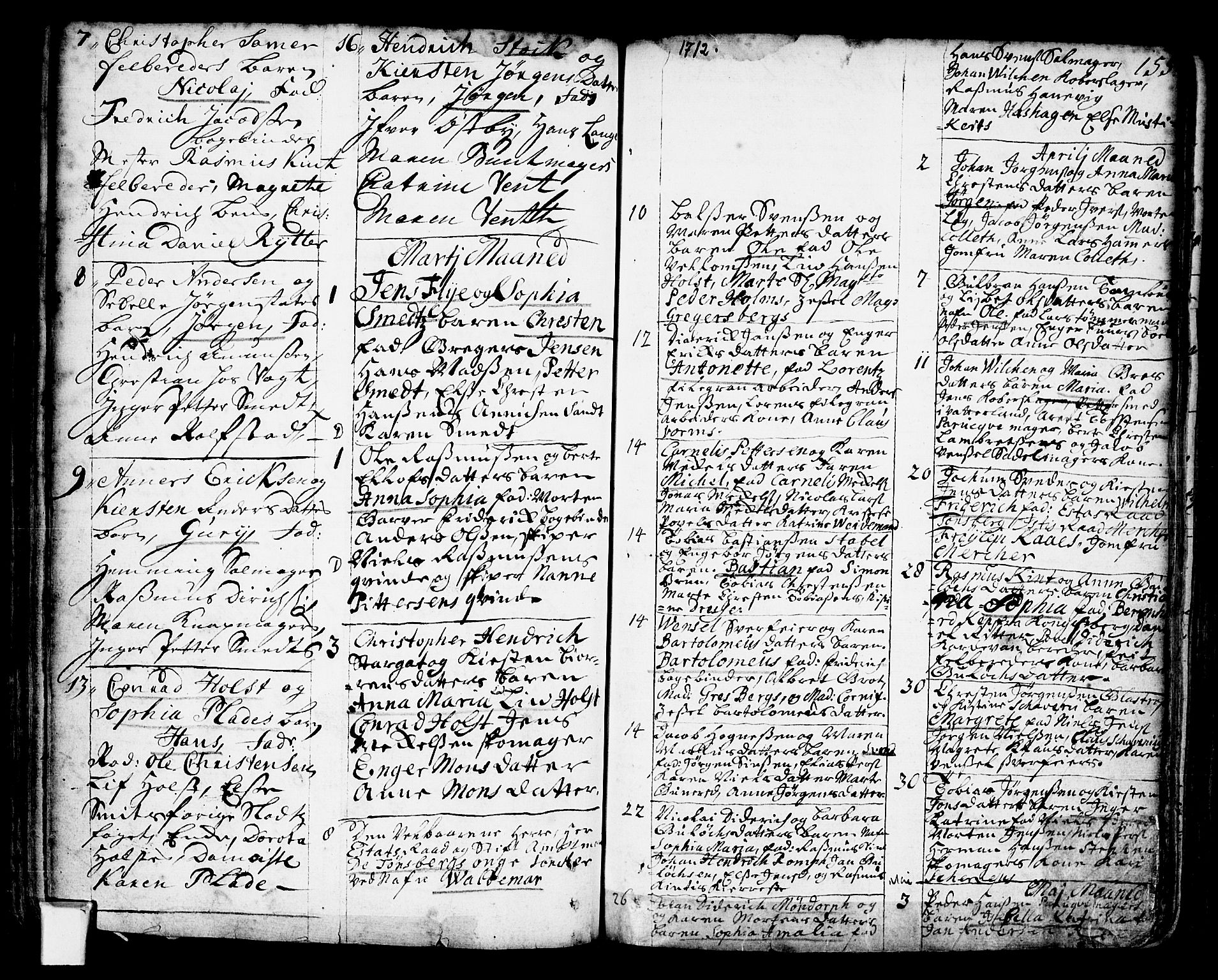 Oslo domkirke Kirkebøker, SAO/A-10752/F/Fa/L0002: Parish register (official) no. 2, 1705-1730, p. 155