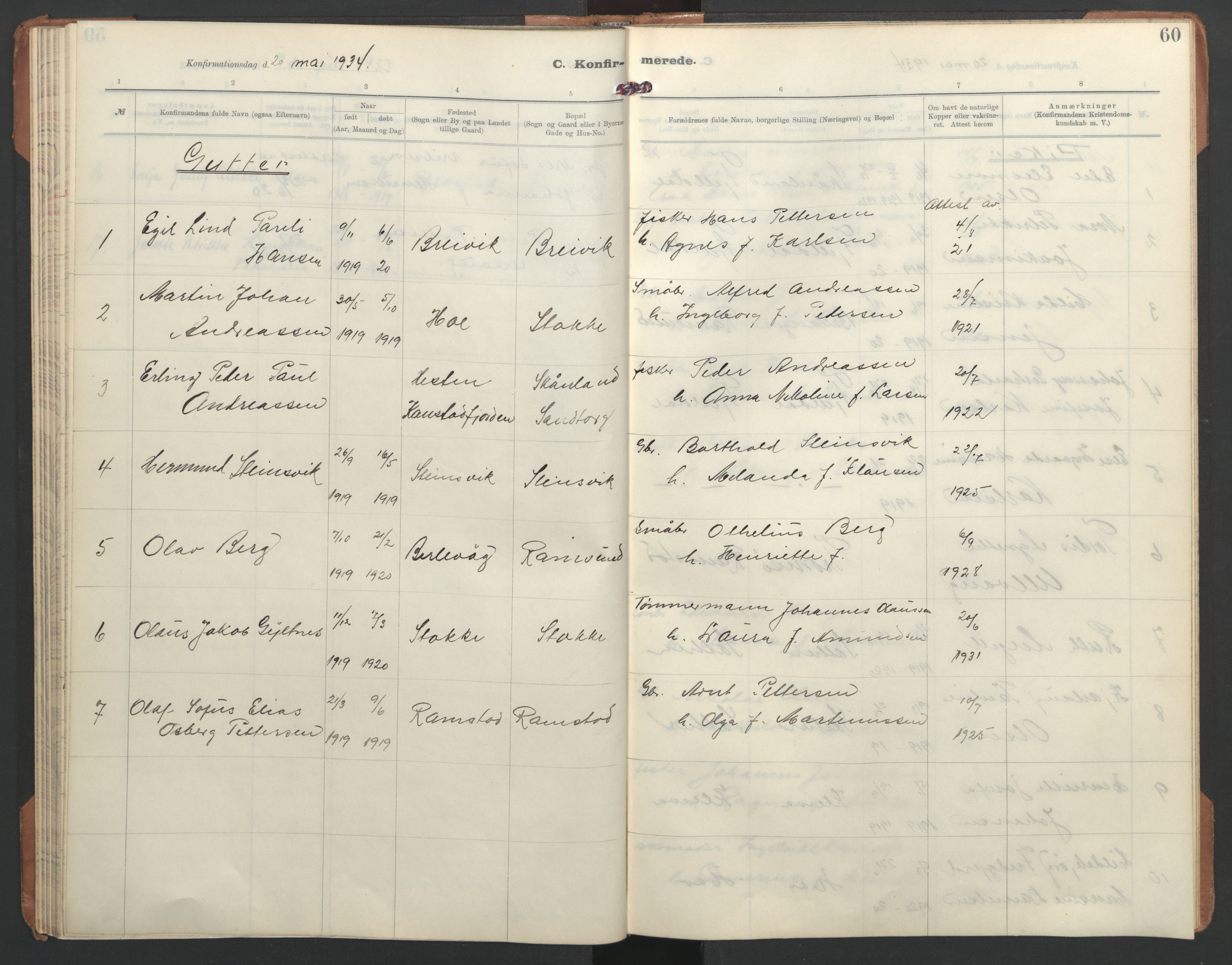 Ministerialprotokoller, klokkerbøker og fødselsregistre - Nordland, AV/SAT-A-1459/865/L0934: Parish register (copy) no. 865C06, 1911-1942, p. 60