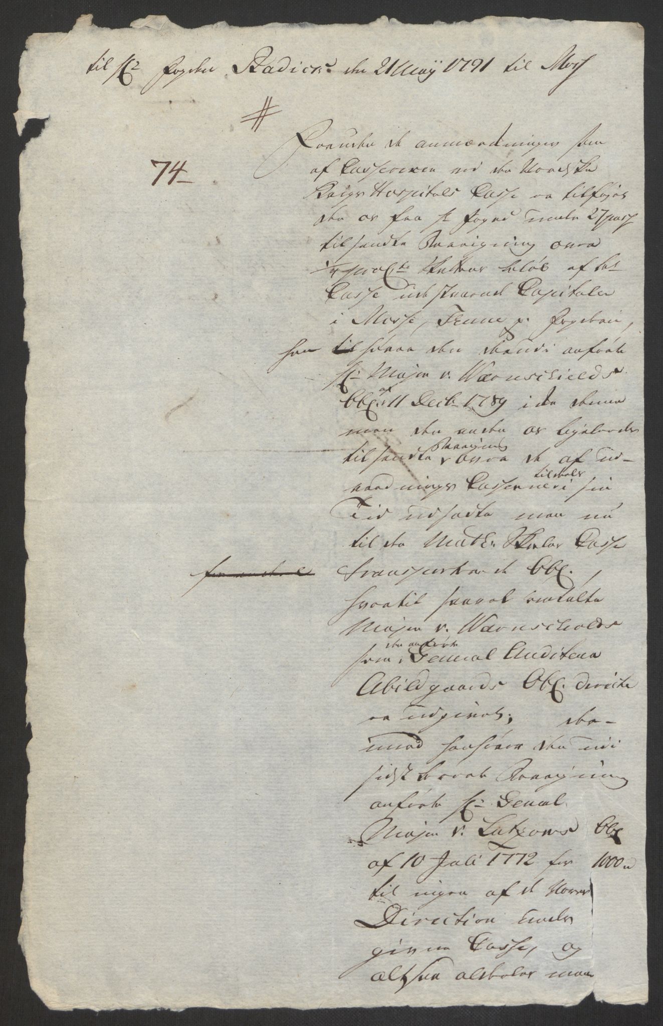 Forsvaret, Den norske kvesthuskasse/krigshospitalkasse, AV/RA-RAFA-1887/F/Fa/L0008: Konsepter, 1790-1793, p. 487