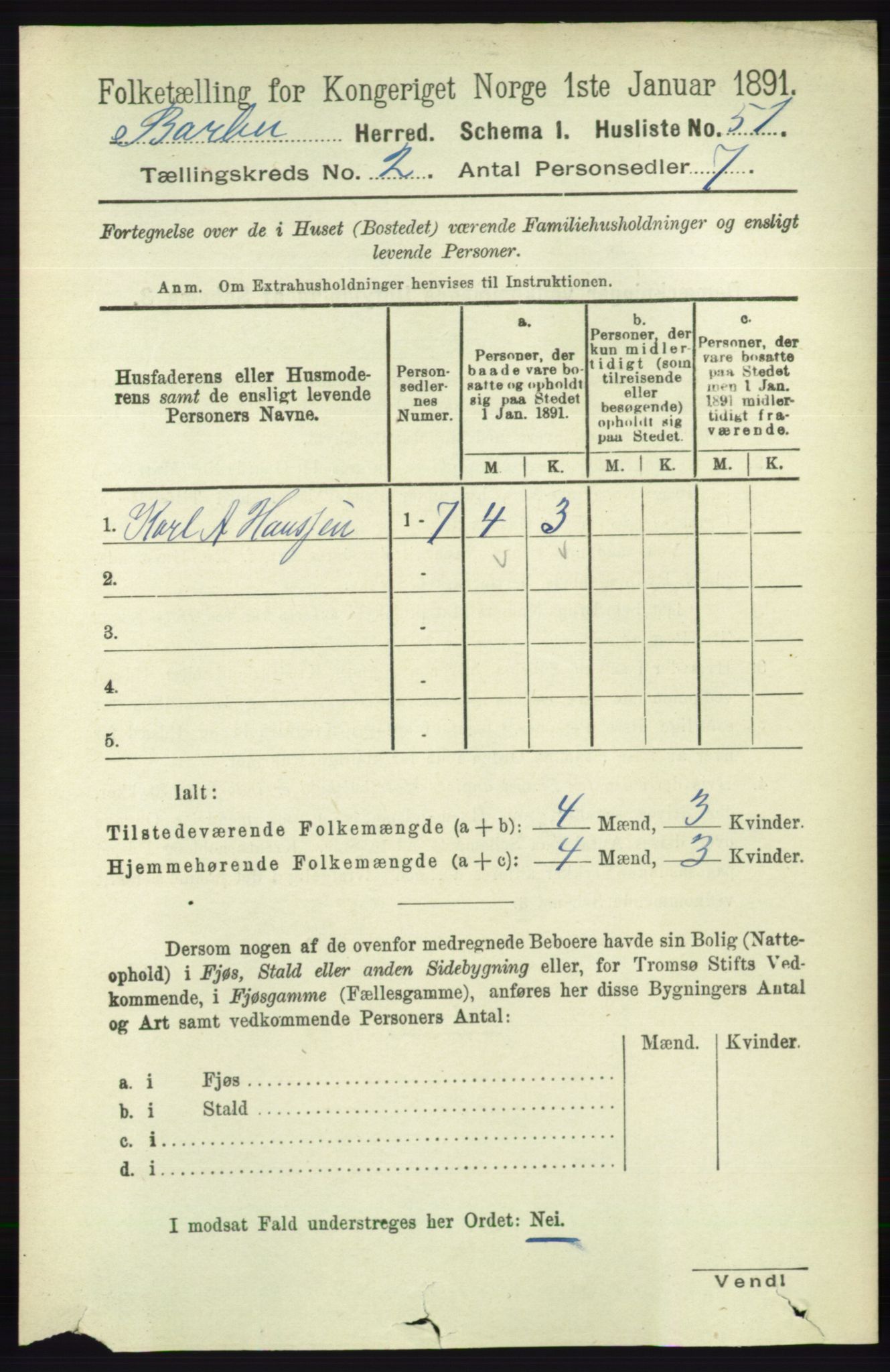 RA, 1891 census for 0990 Barbu, 1891, p. 893