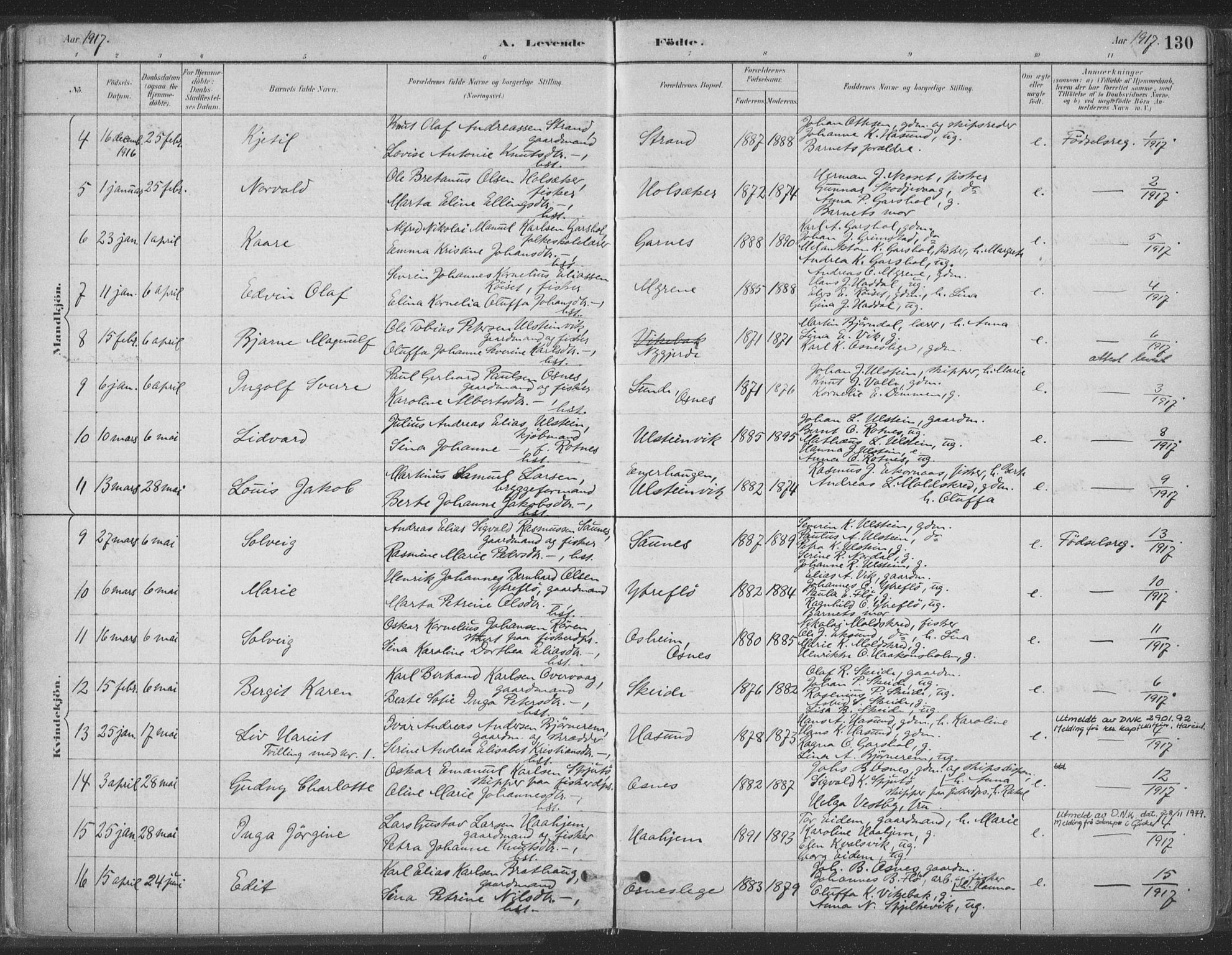 Ministerialprotokoller, klokkerbøker og fødselsregistre - Møre og Romsdal, SAT/A-1454/509/L0106: Parish register (official) no. 509A04, 1883-1922, p. 130