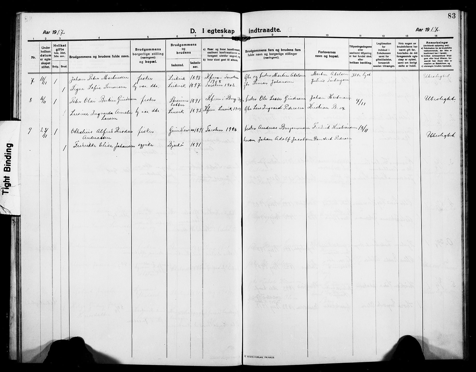 Berg sokneprestkontor, SATØ/S-1318/G/Ga/Gab/L0006klokker: Parish register (copy) no. 6, 1912-1921, p. 83