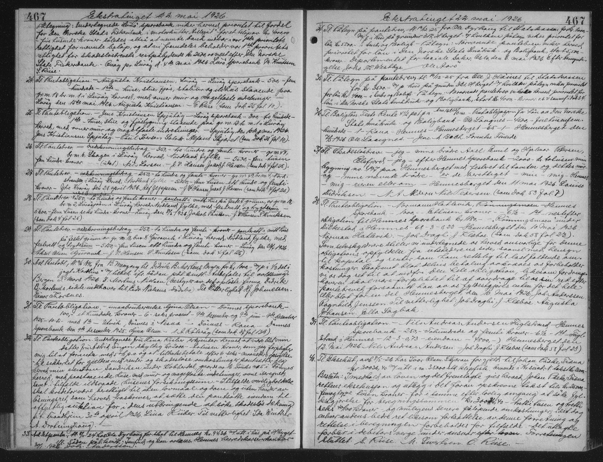 Rana sorenskriveri , AV/SAT-A-1108/1/2/2C/L0018: Mortgage book no. 18, 1923-1928, p. 467, Deed date: 22.05.1926