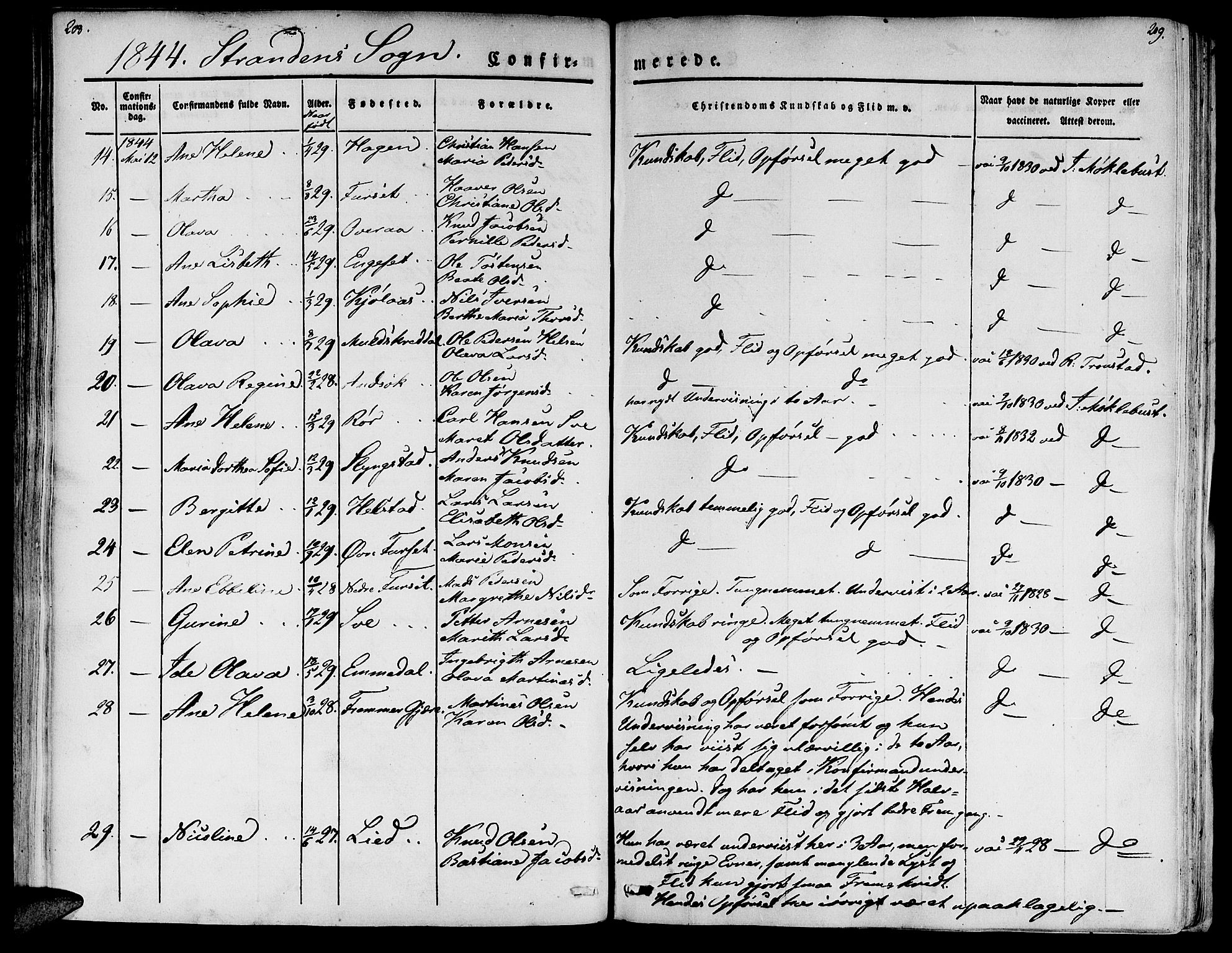 Ministerialprotokoller, klokkerbøker og fødselsregistre - Møre og Romsdal, SAT/A-1454/520/L0274: Parish register (official) no. 520A04, 1827-1864, p. 208-209