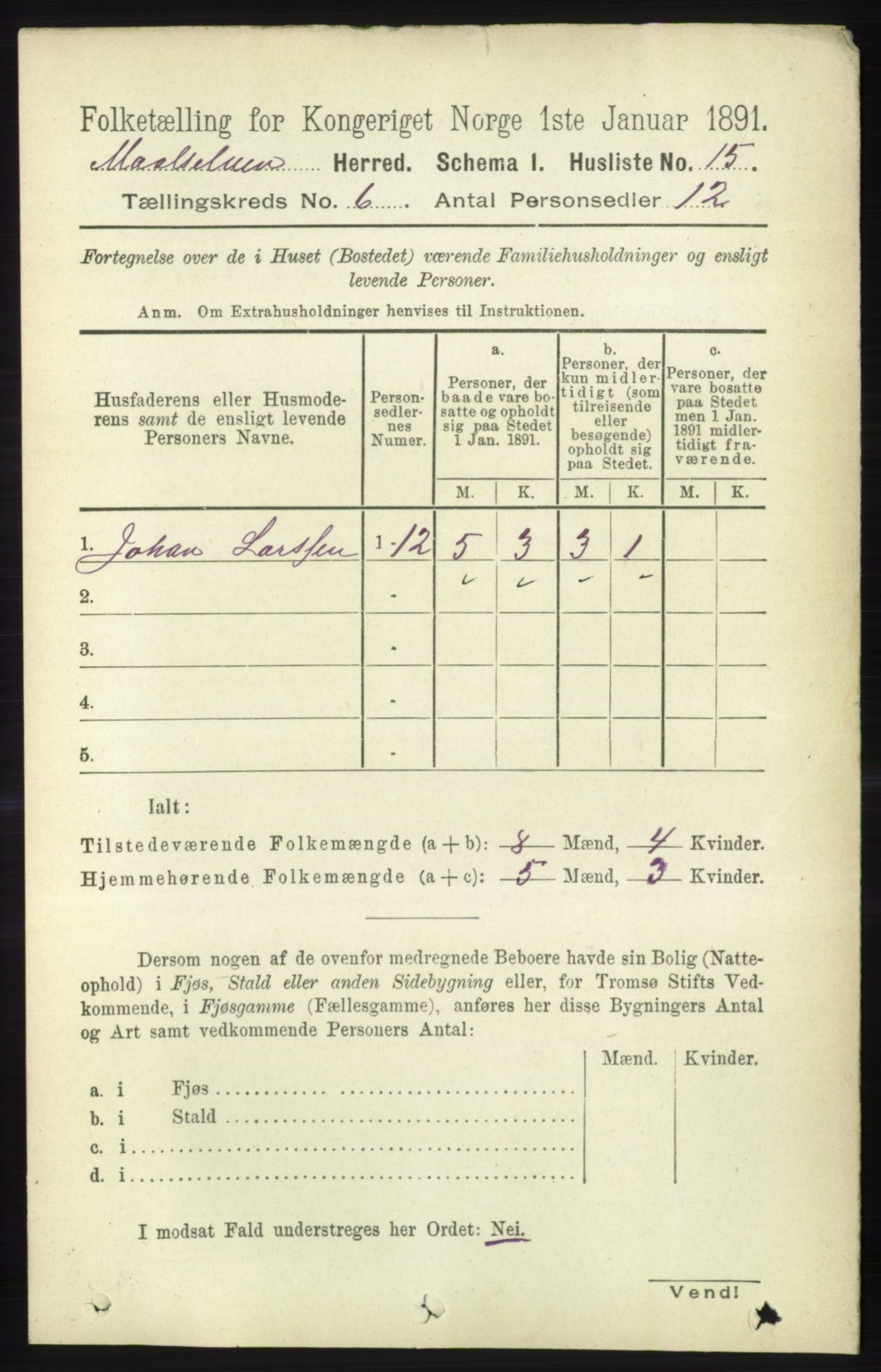 RA, 1891 census for 1924 Målselv, 1891, p. 2031