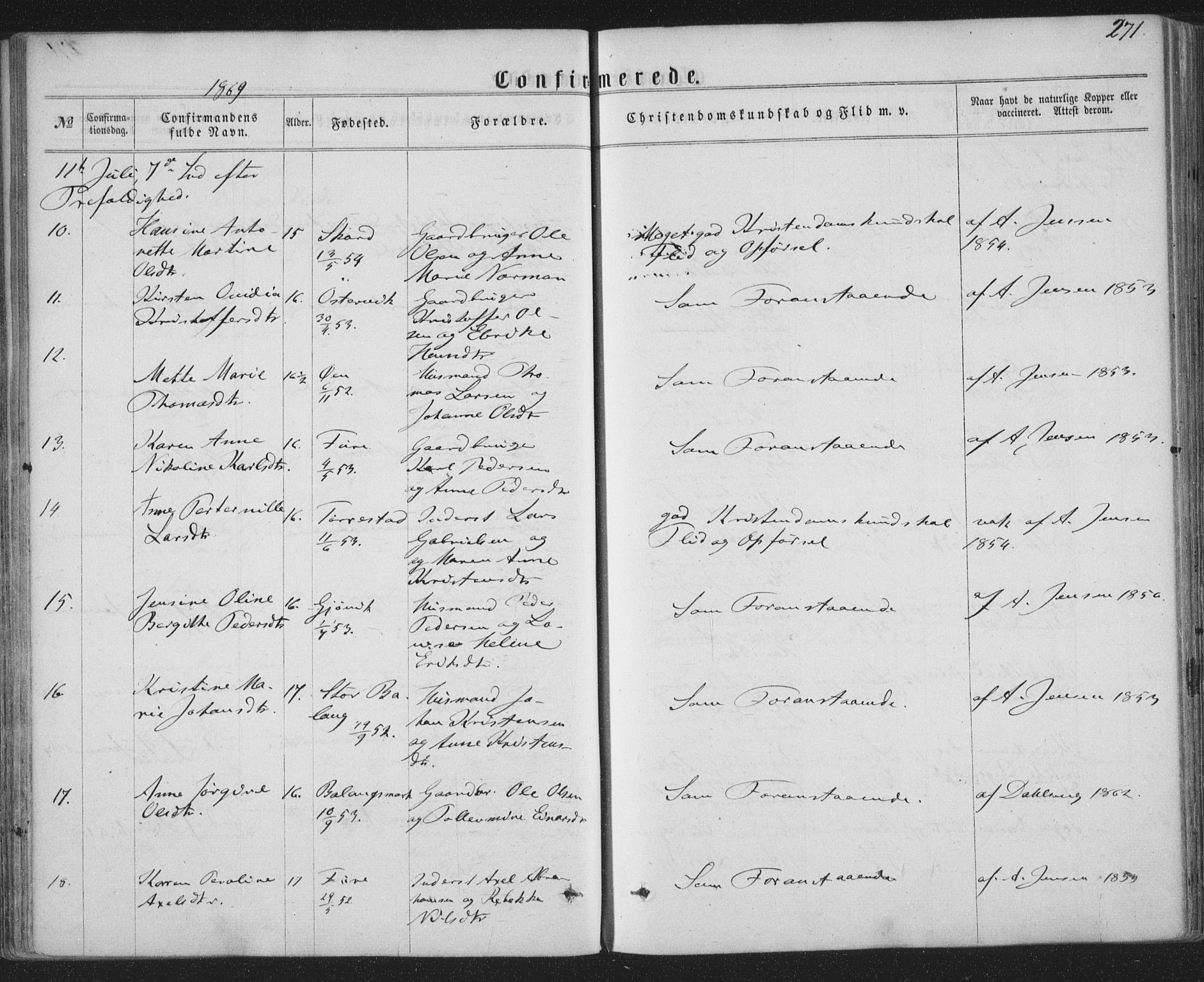 Ministerialprotokoller, klokkerbøker og fødselsregistre - Nordland, AV/SAT-A-1459/863/L0896: Parish register (official) no. 863A08, 1861-1871, p. 271