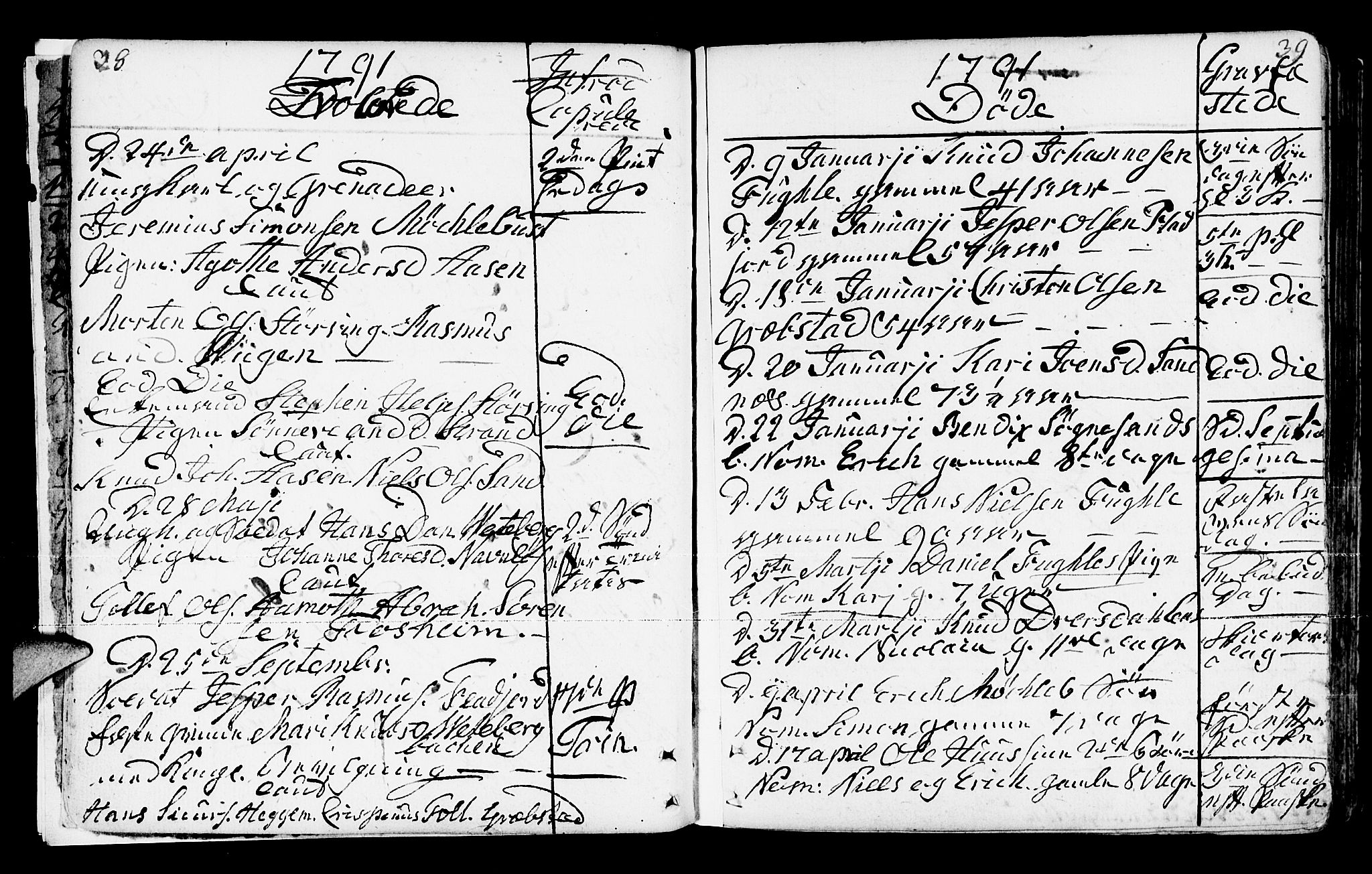 Jølster sokneprestembete, SAB/A-80701/H/Haa/Haaa/L0006: Parish register (official) no. A 6, 1790-1821, p. 38-39