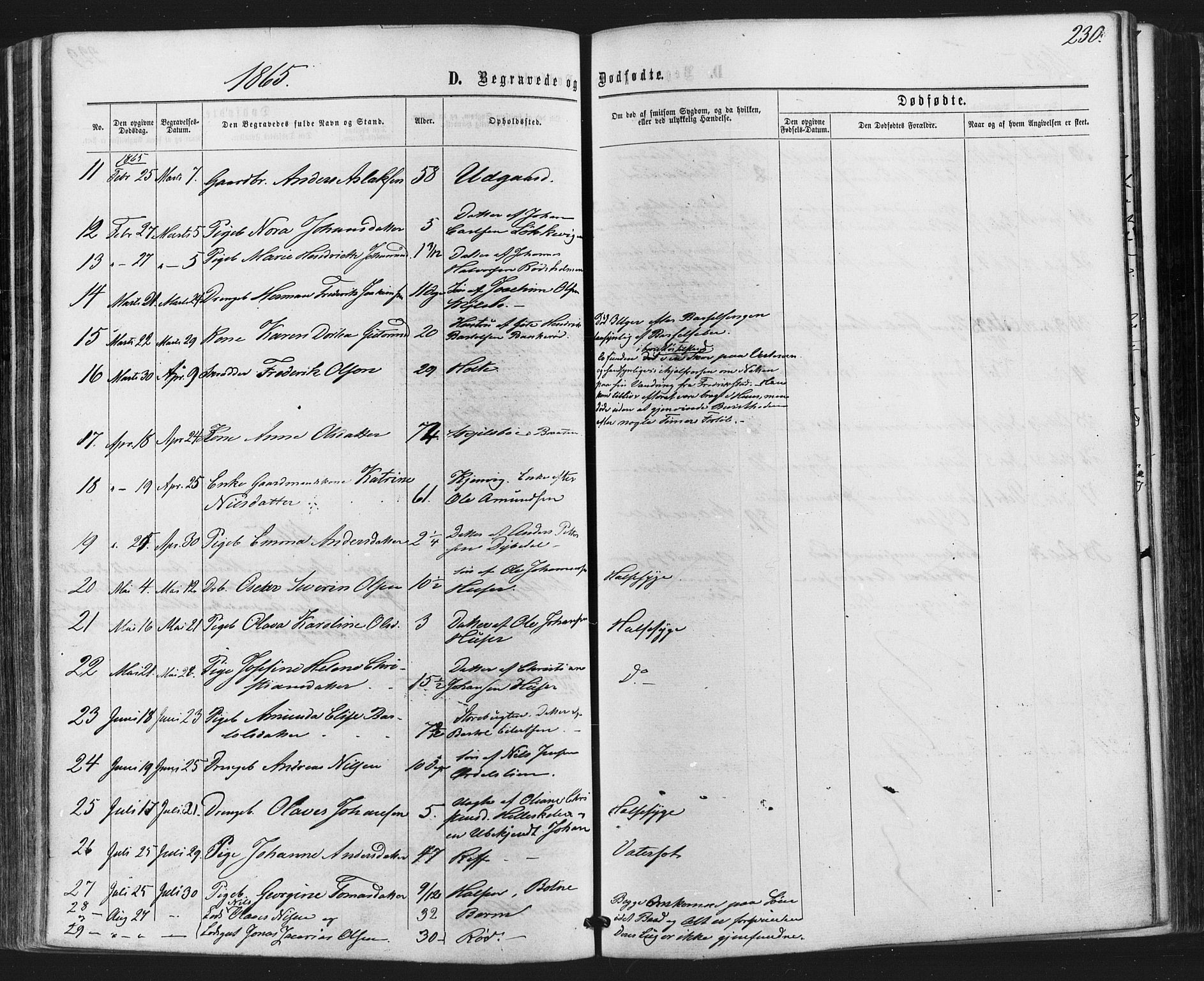 Hvaler prestekontor Kirkebøker, SAO/A-2001/F/Fa/L0007: Parish register (official) no. I 7, 1864-1878, p. 230