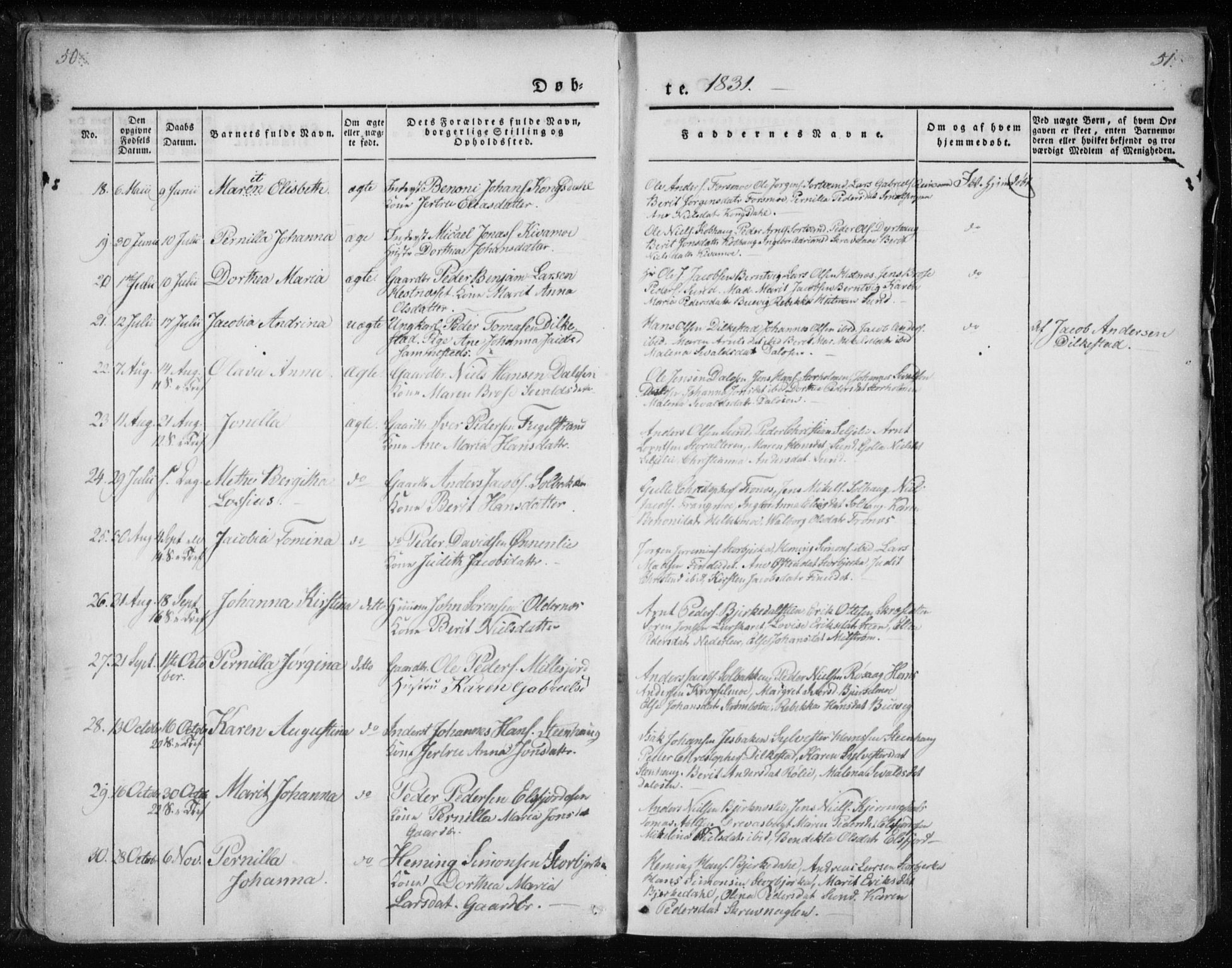 Ministerialprotokoller, klokkerbøker og fødselsregistre - Nordland, AV/SAT-A-1459/825/L0354: Parish register (official) no. 825A08, 1826-1841, p. 50-51