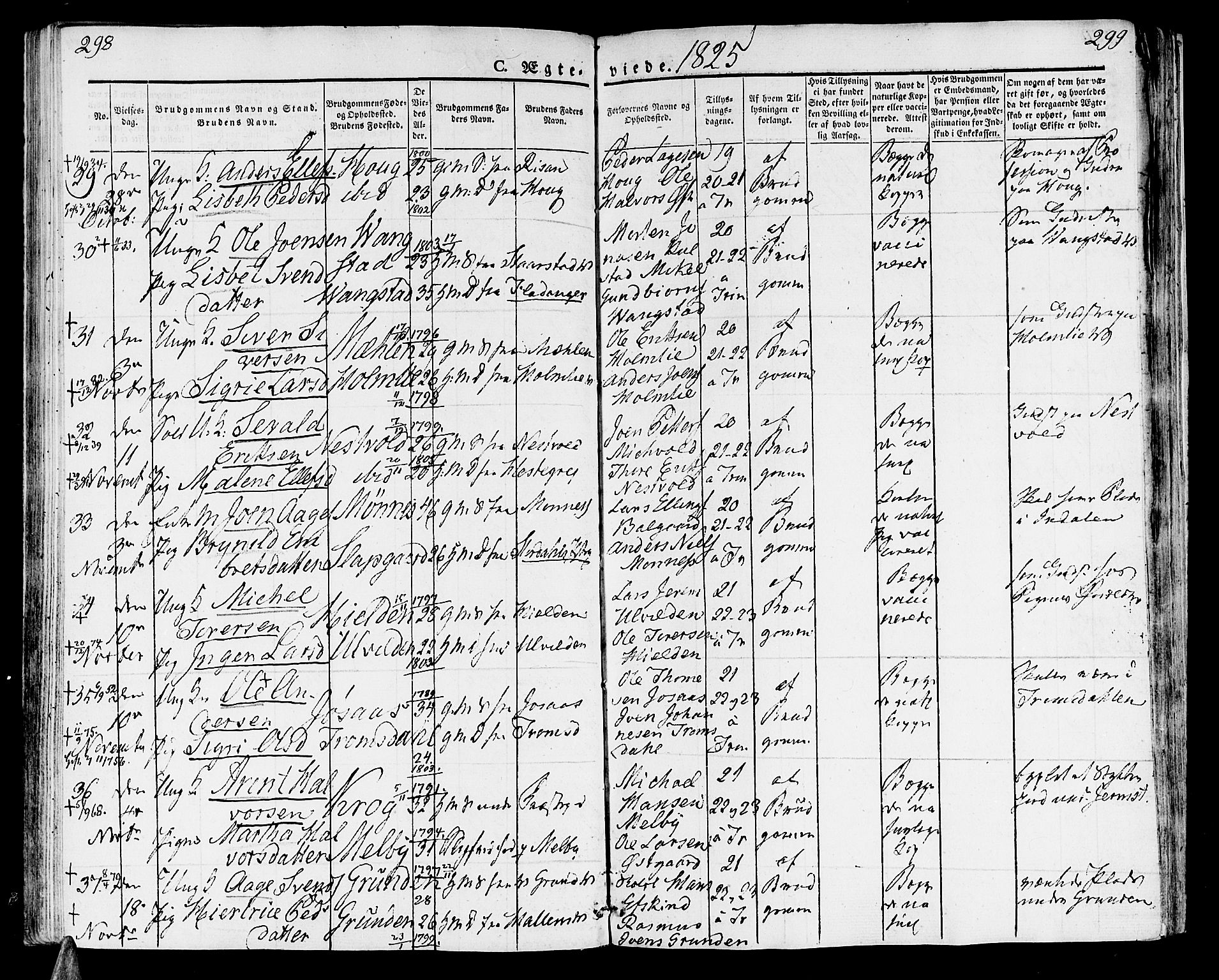 Ministerialprotokoller, klokkerbøker og fødselsregistre - Nord-Trøndelag, SAT/A-1458/723/L0237: Parish register (official) no. 723A06, 1822-1830, p. 298-299