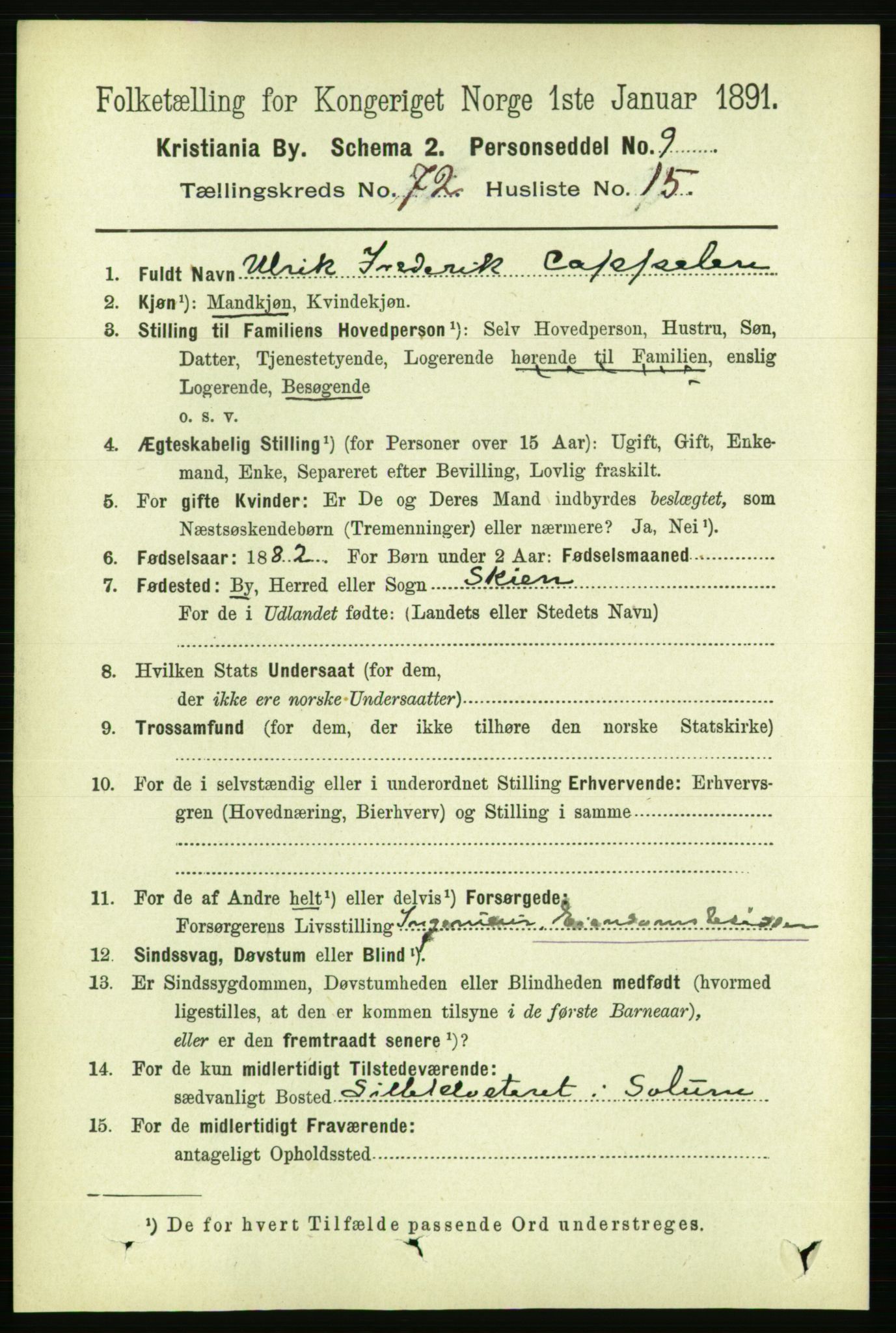 RA, 1891 census for 0301 Kristiania, 1891, p. 39380