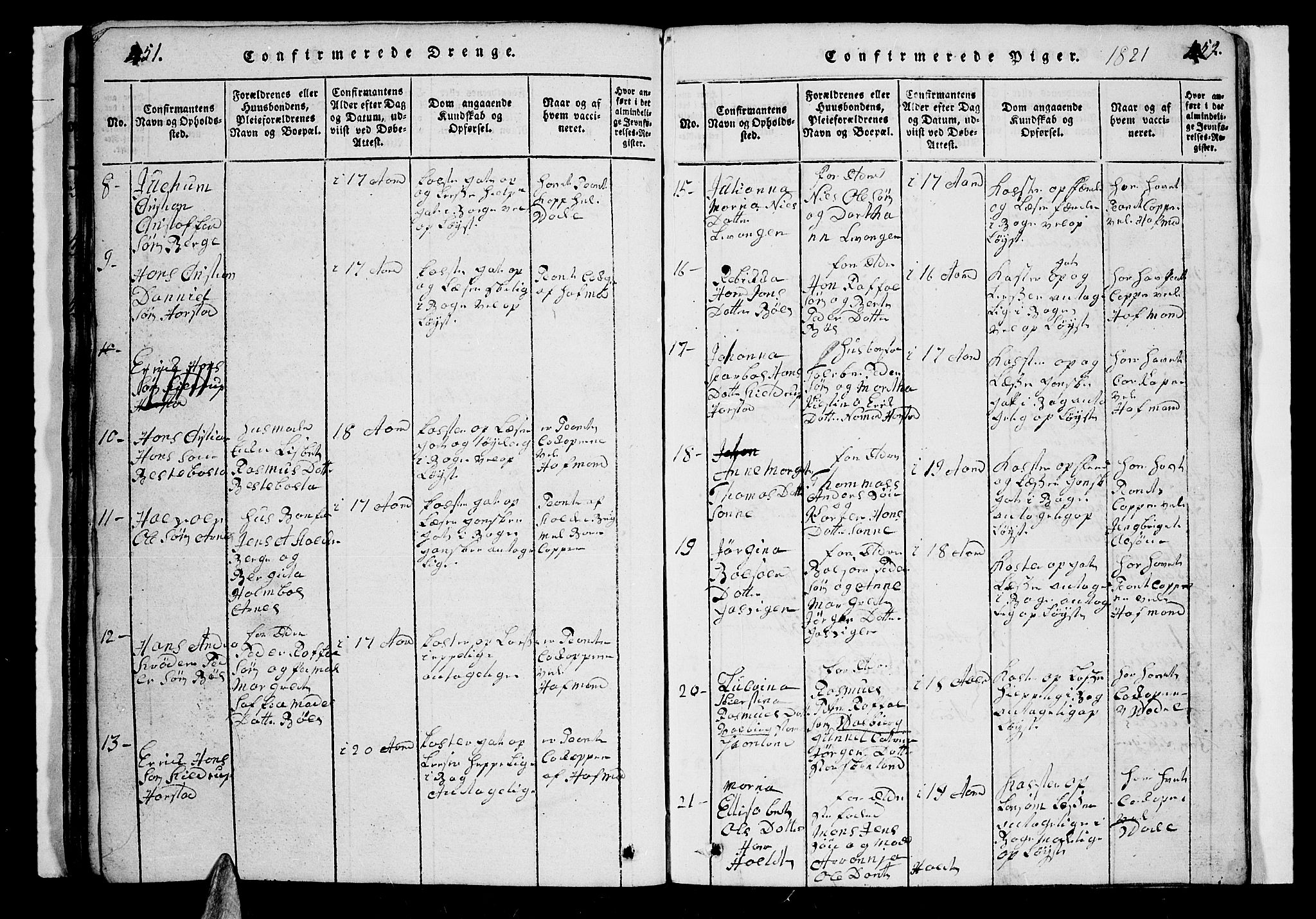 Trondenes sokneprestkontor, AV/SATØ-S-1319/H/Hb/L0003klokker: Parish register (copy) no. 3, 1820-1834, p. 451-452