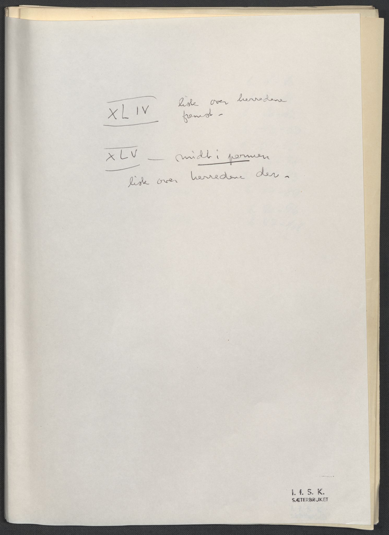 Instituttet for sammenlignende kulturforskning, AV/RA-PA-0424/F/Fc/L0015/0003: Eske B15: / Nord-Trøndelag (perm XLIV-XLV), 1933-1939