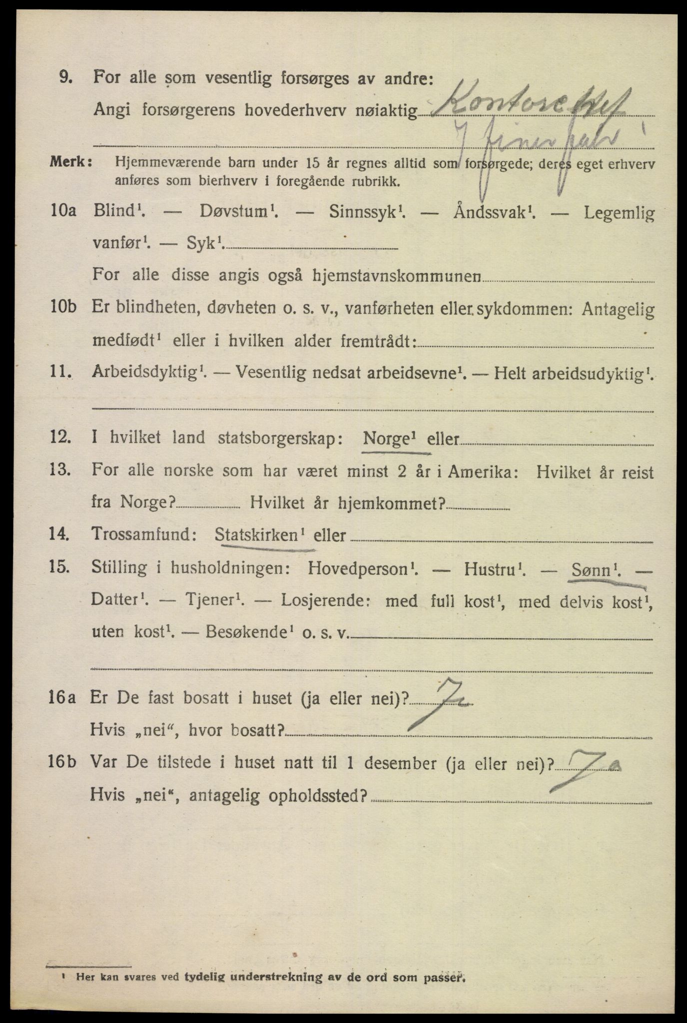 SAK, 1920 census for Oddernes, 1920, p. 5366