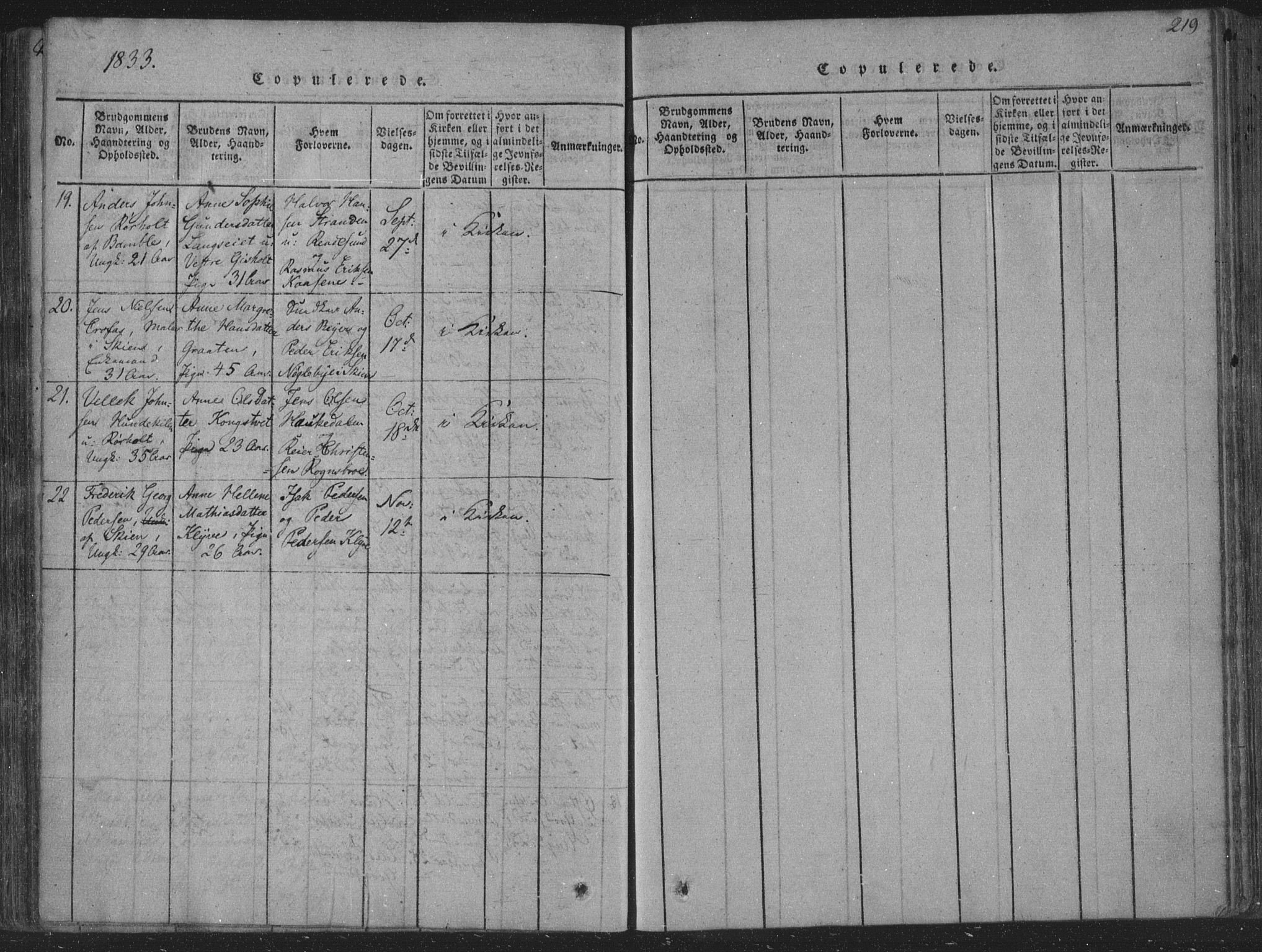 Solum kirkebøker, AV/SAKO-A-306/F/Fa/L0004: Parish register (official) no. I 4, 1814-1833, p. 219