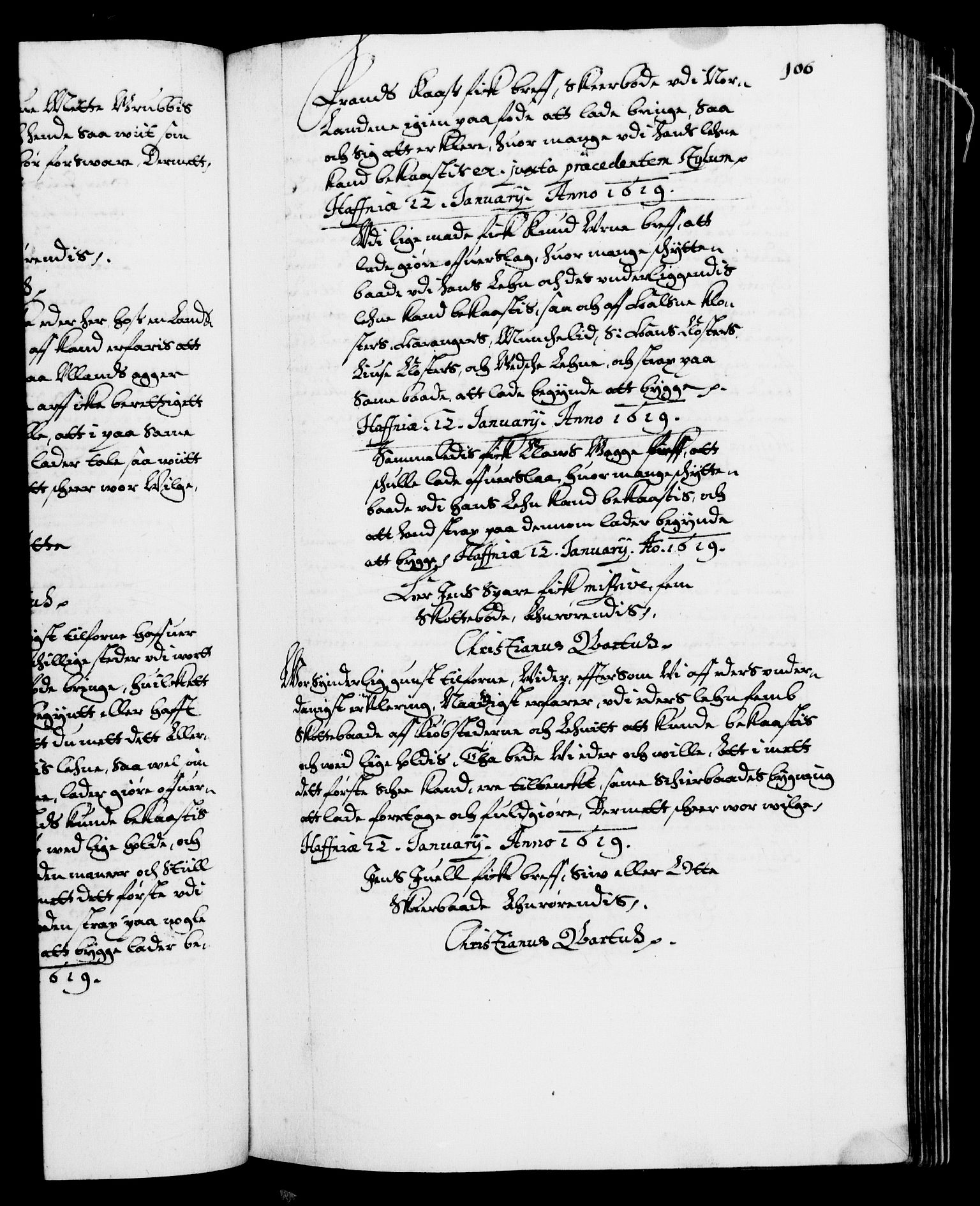 Danske Kanselli 1572-1799, AV/RA-EA-3023/F/Fc/Fca/Fcab/L0004: Norske tegnelser (mikrofilm), 1617-1627, p. 106a