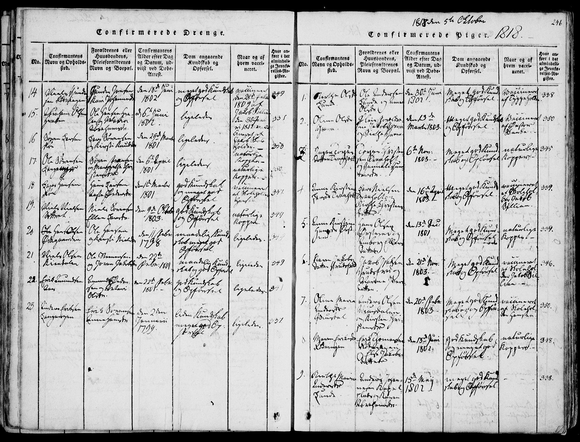 Eidanger kirkebøker, SAKO/A-261/F/Fa/L0007: Parish register (official) no. 7, 1814-1831, p. 246