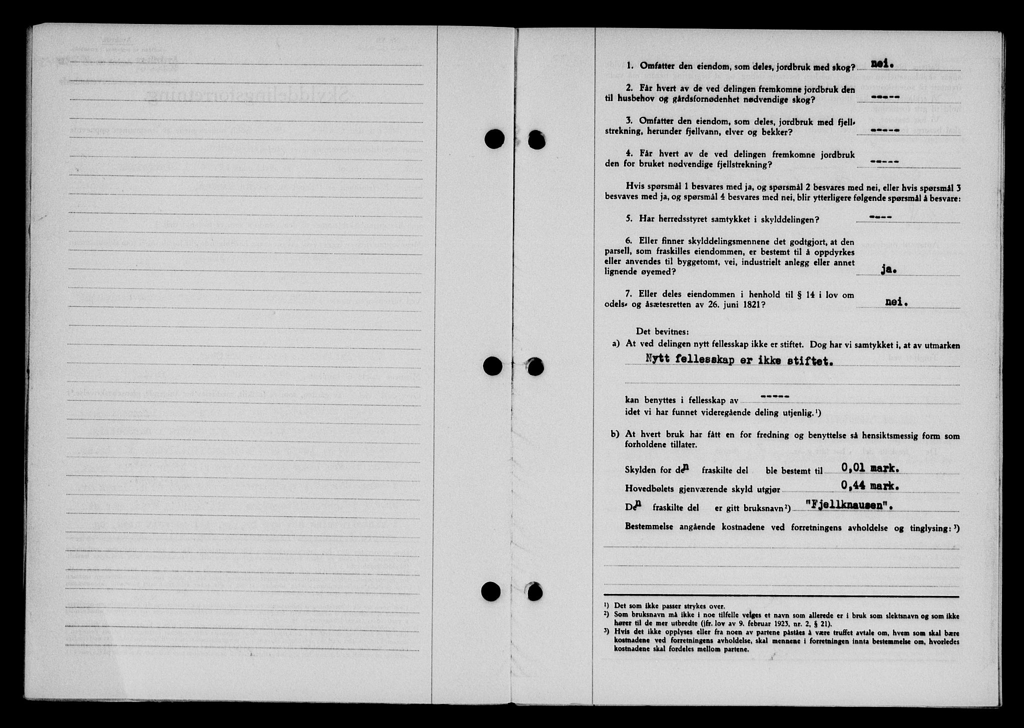 Karmsund sorenskriveri, SAST/A-100311/01/II/IIB/L0080: Mortgage book no. 61A, 1943-1943, Diary no: : 1073/1943