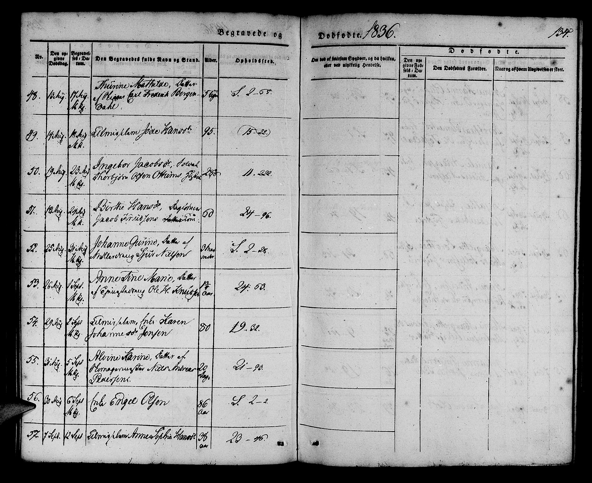 Korskirken sokneprestembete, AV/SAB-A-76101/H/Haa/L0043: Parish register (official) no. E 1, 1834-1848, p. 134