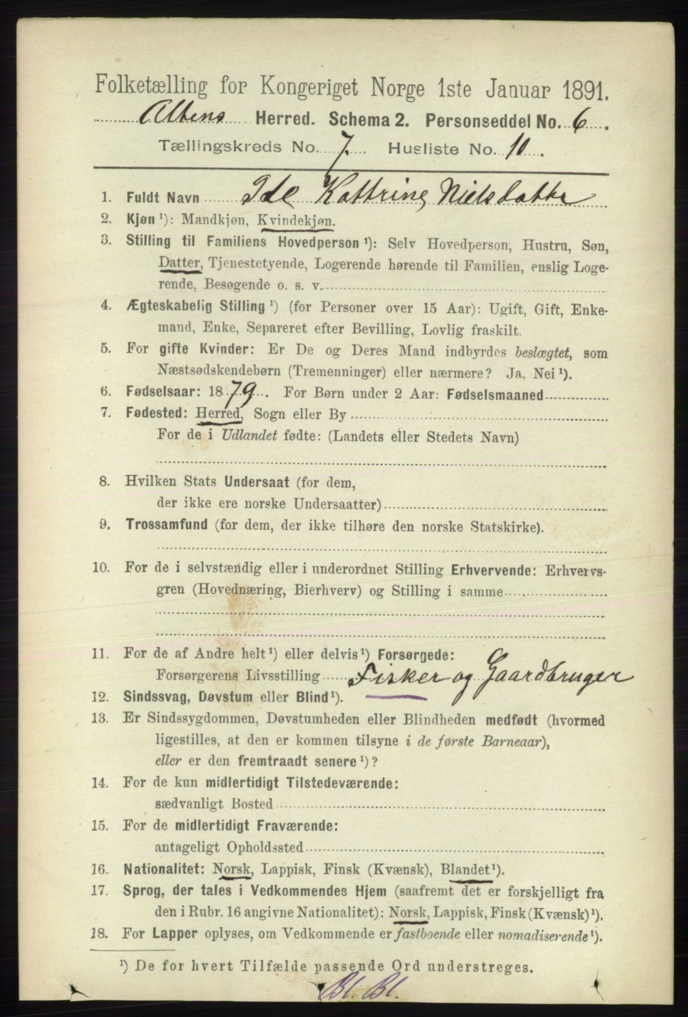 RA, 1891 census for 2012 Alta, 1891, p. 2157