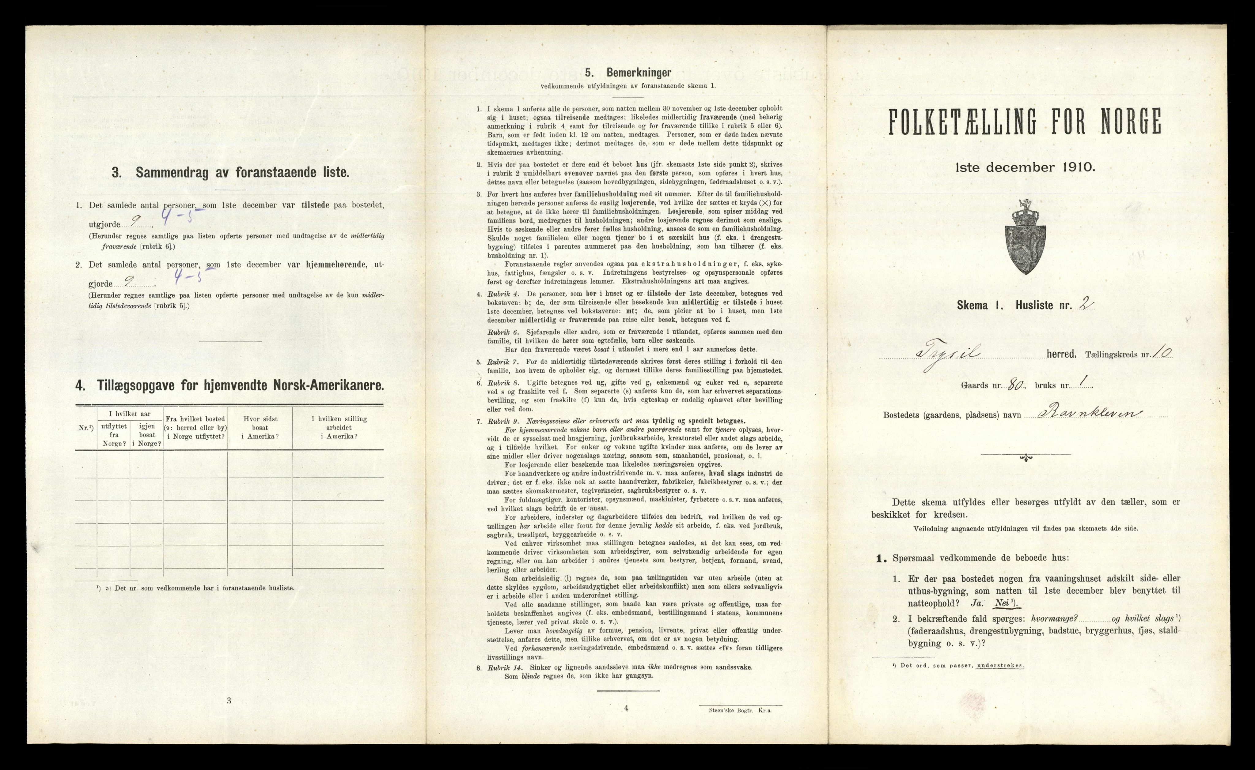 RA, 1910 census for Trysil, 1910, p. 1197