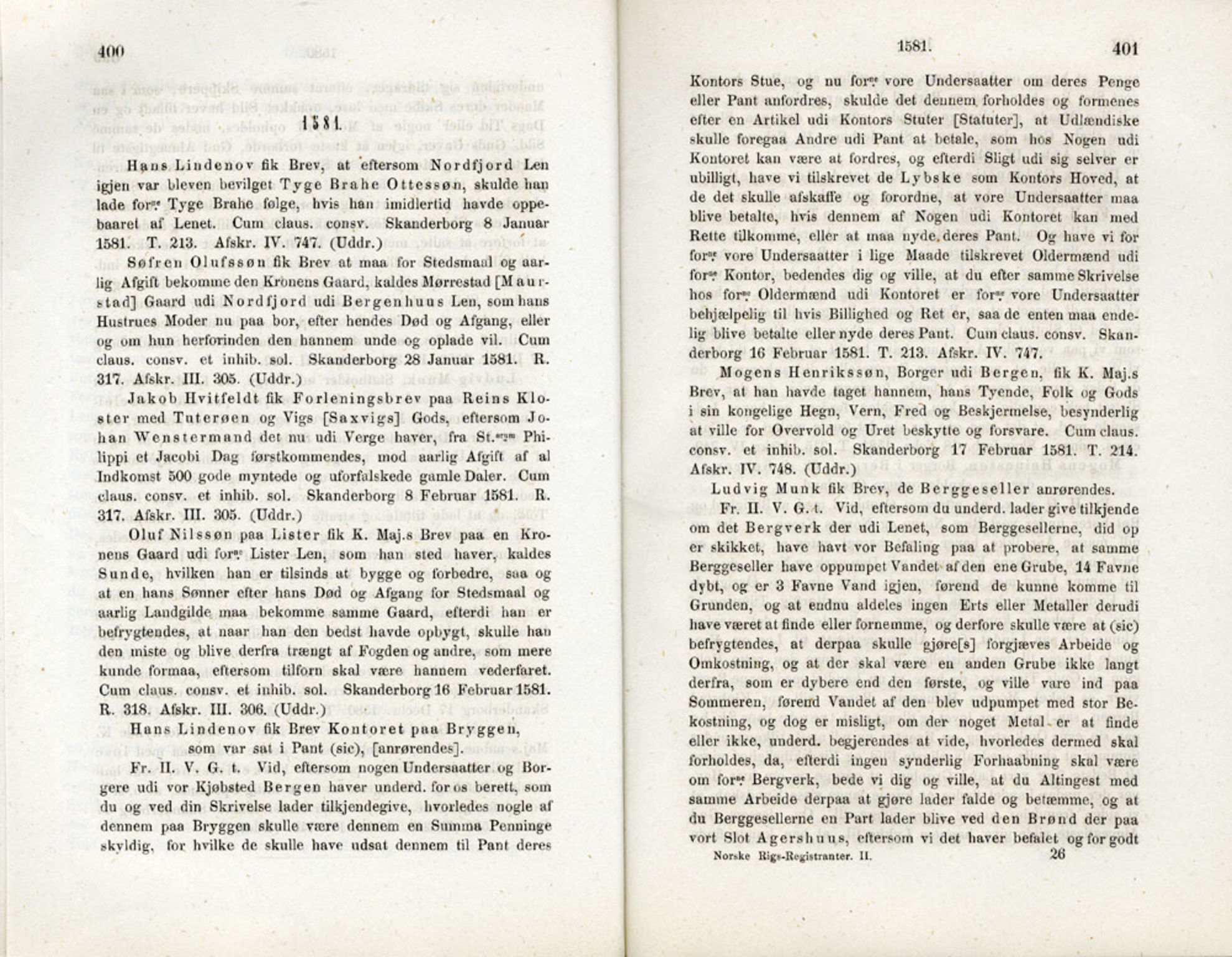 Publikasjoner utgitt av Det Norske Historiske Kildeskriftfond, PUBL/-/-/-: Norske Rigs-Registranter, bind 2, 1572-1588, p. 400-401