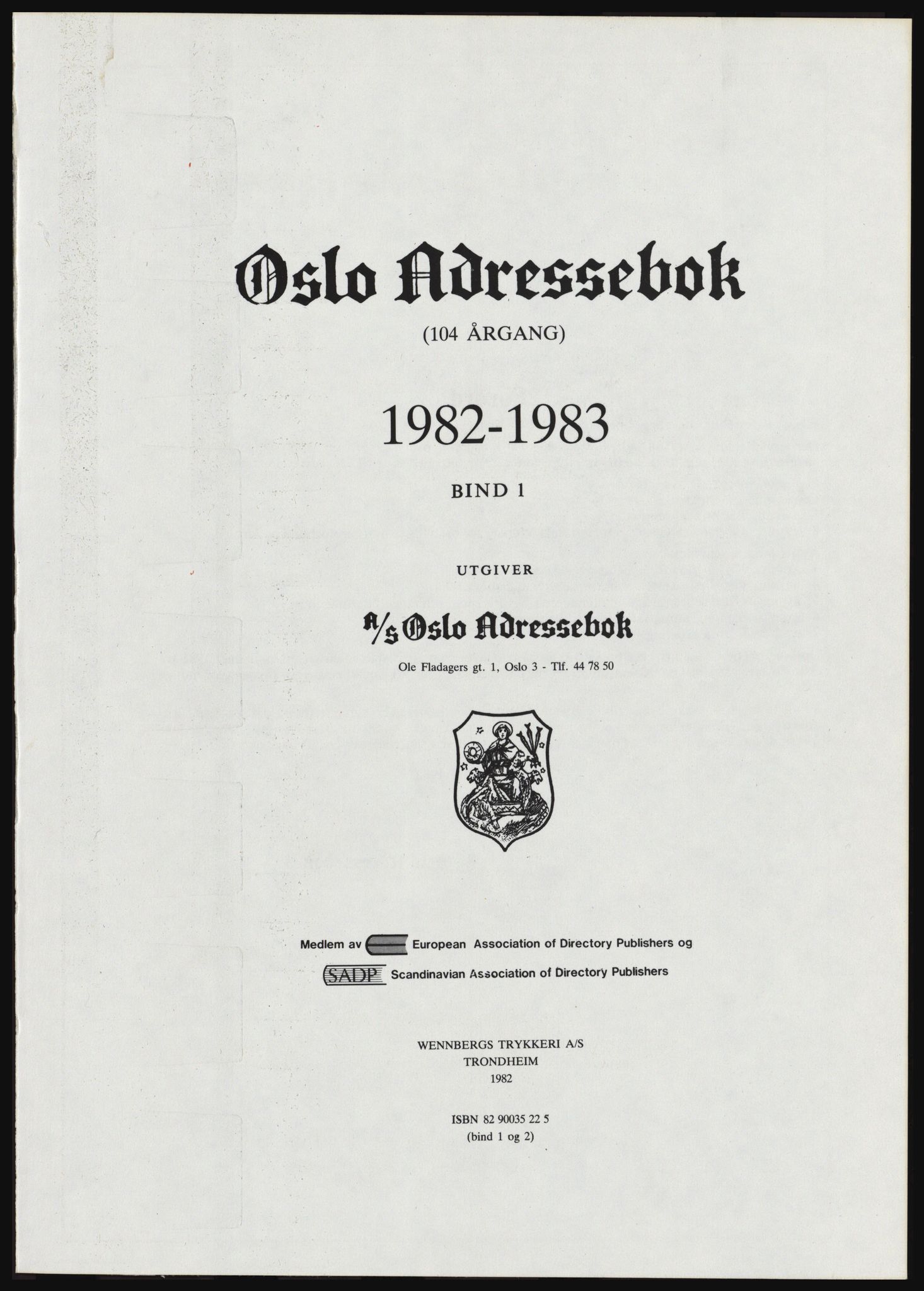 Kristiania/Oslo adressebok, PUBL/-, 1982-1983