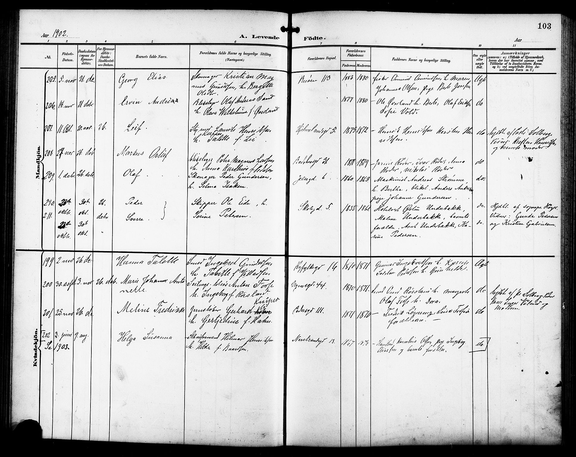 St. Johannes sokneprestkontor, SAST/A-101814/001/30/30BB/L0004: Parish register (copy) no. B 4, 1900-1907, p. 103