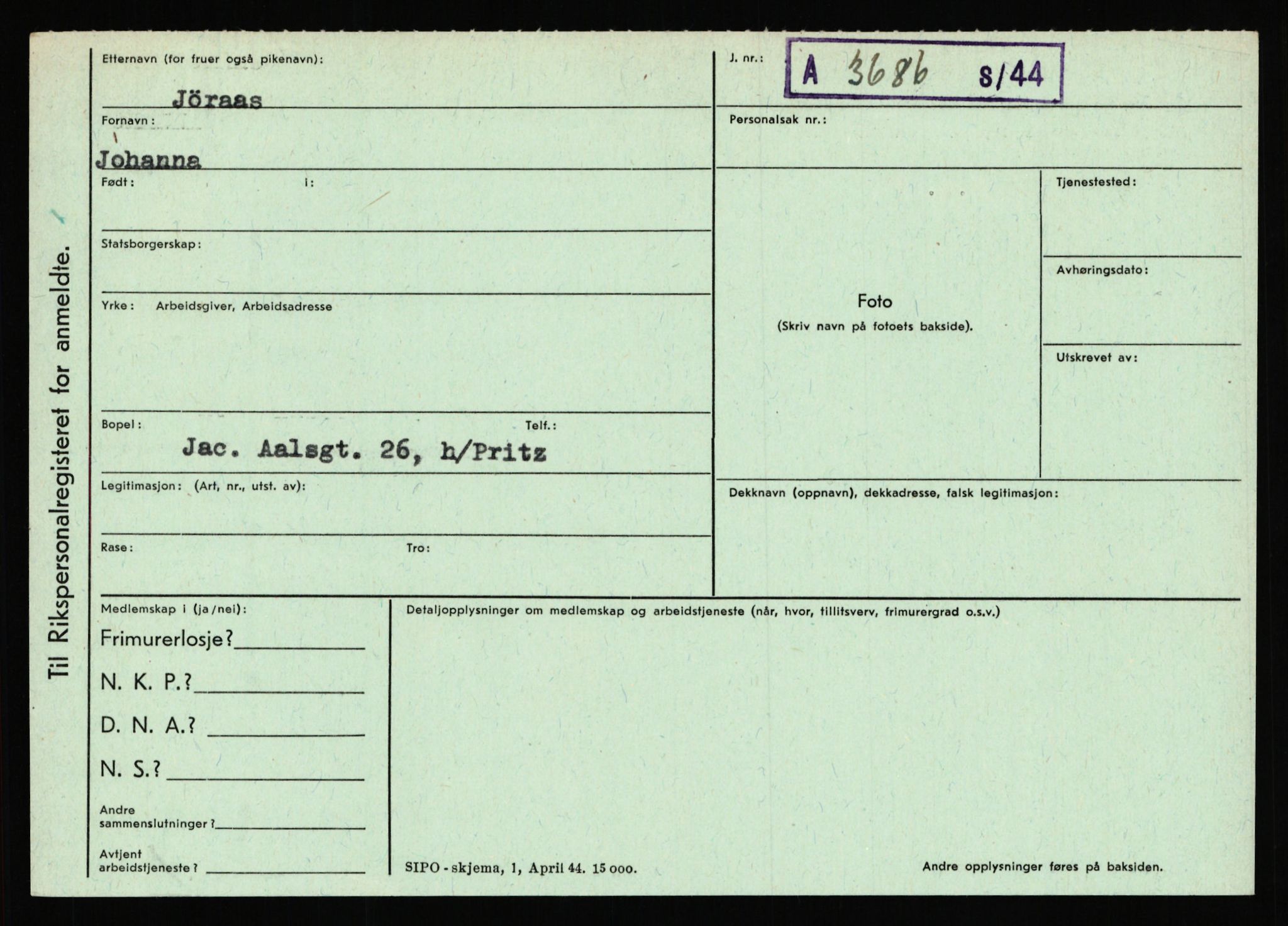 Statspolitiet - Hovedkontoret / Osloavdelingen, AV/RA-S-1329/C/Ca/L0008: Johan(nes)sen - Knoph, 1943-1945, p. 2699
