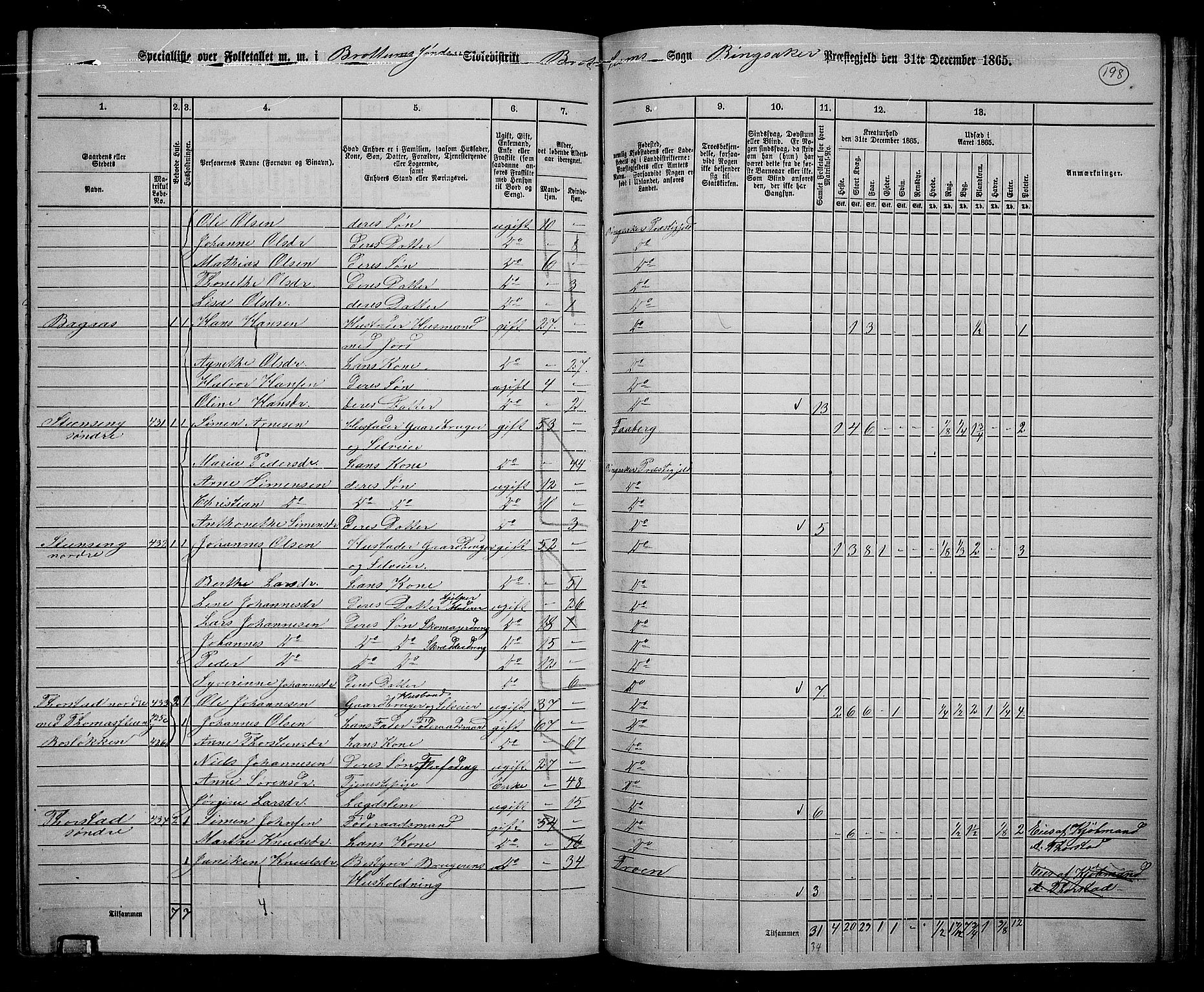 RA, 1865 census for Ringsaker, 1865, p. 440