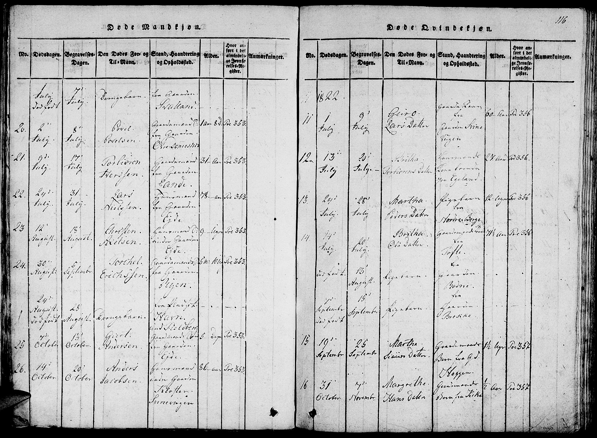 Fjelberg sokneprestembete, AV/SAB-A-75201/H/Haa: Parish register (official) no. A 4, 1816-1822, p. 116