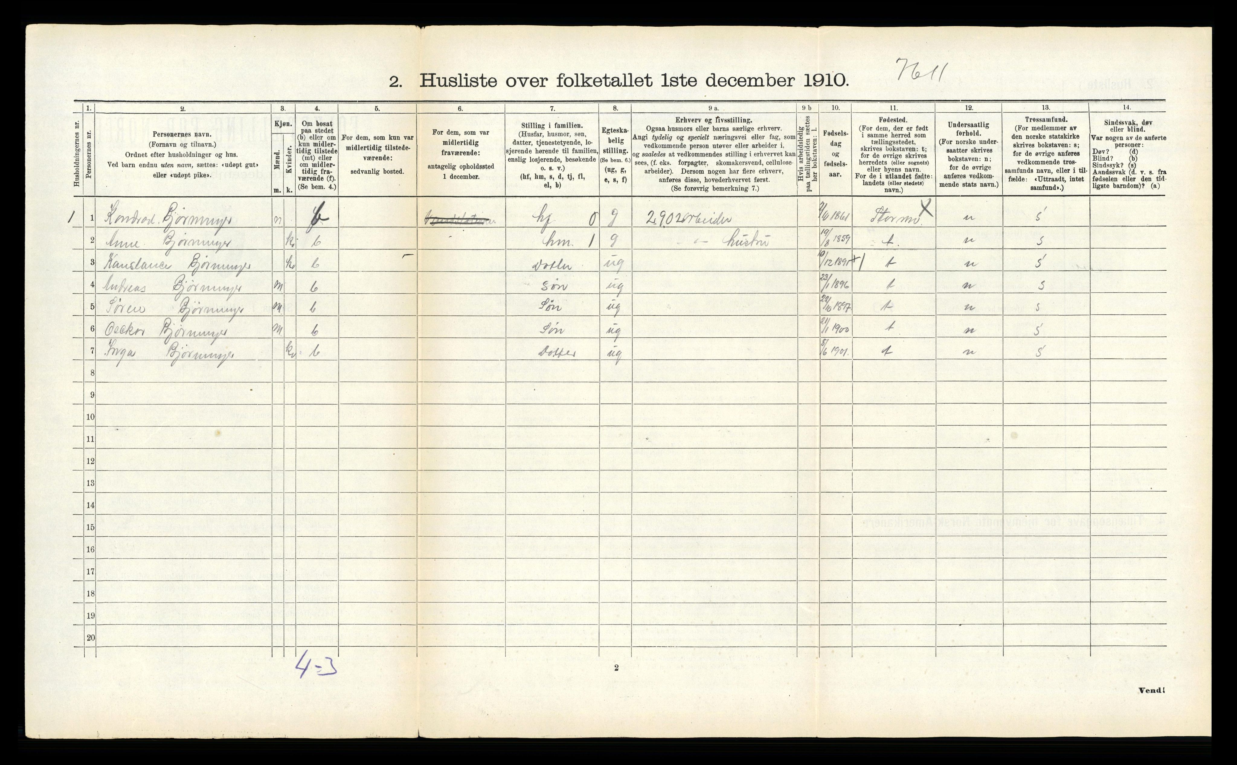 RA, 1910 census for Fauske, 1910, p. 561