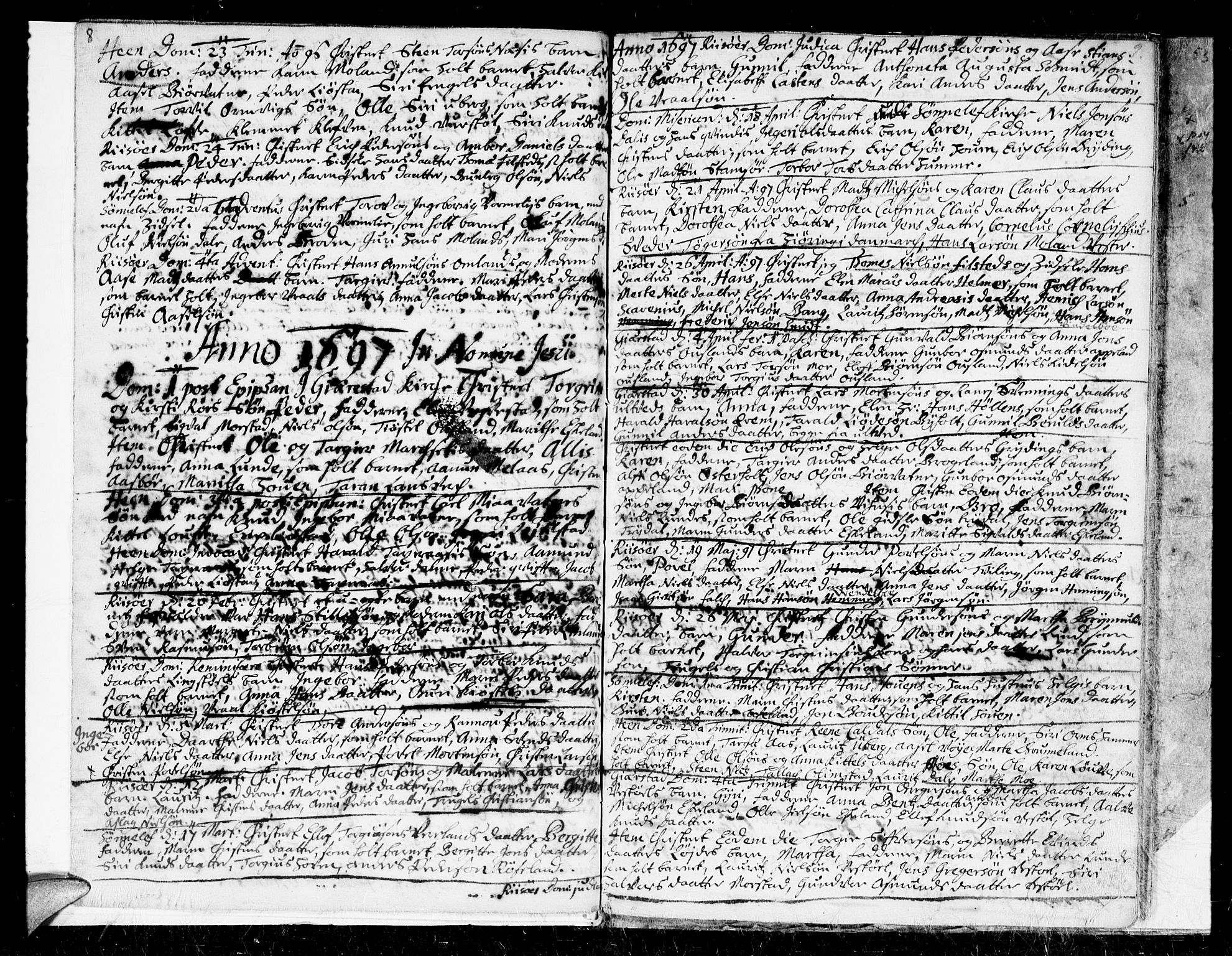 Gjerstad sokneprestkontor, AV/SAK-1111-0014/F/Fa/Faa/L0001: Parish register (official) no. A 1, 1695-1717, p. 8-9