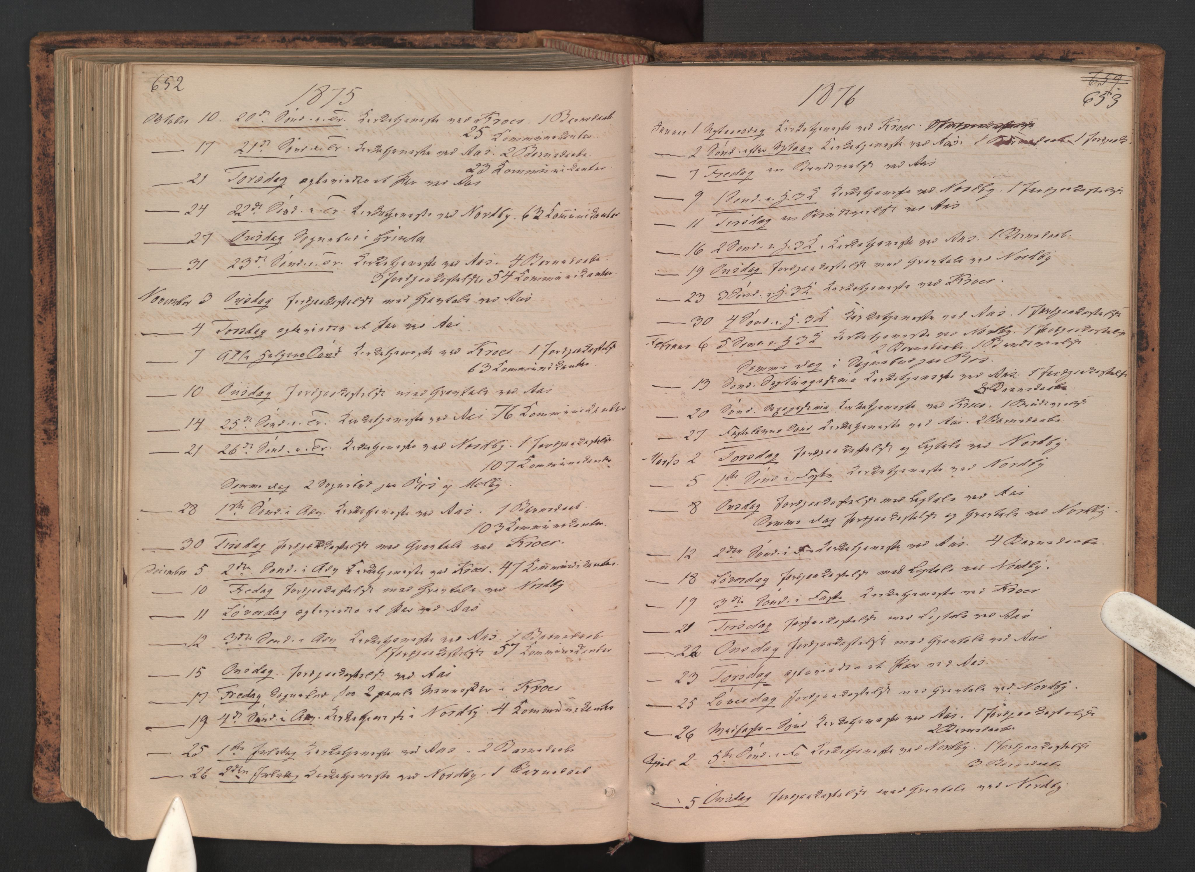 Ås prestekontor Kirkebøker, AV/SAO-A-10894/F/Fa/L0008: Parish register (official) no. I 8, 1871-1880, p. 652-653