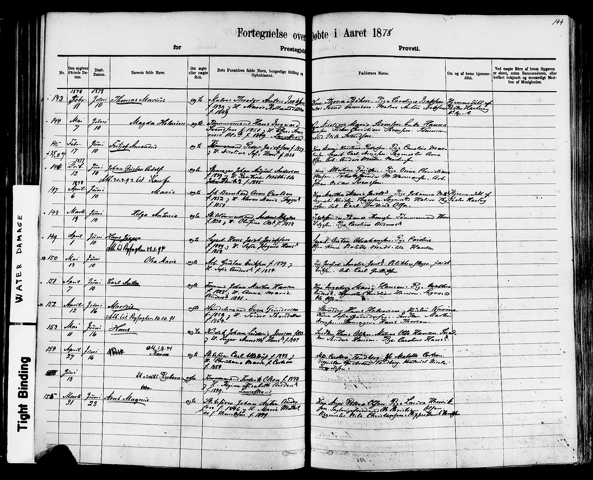 Larvik kirkebøker, AV/SAKO-A-352/F/Fa/L0006: Parish register (official) no. I 6, 1871-1883, p. 144