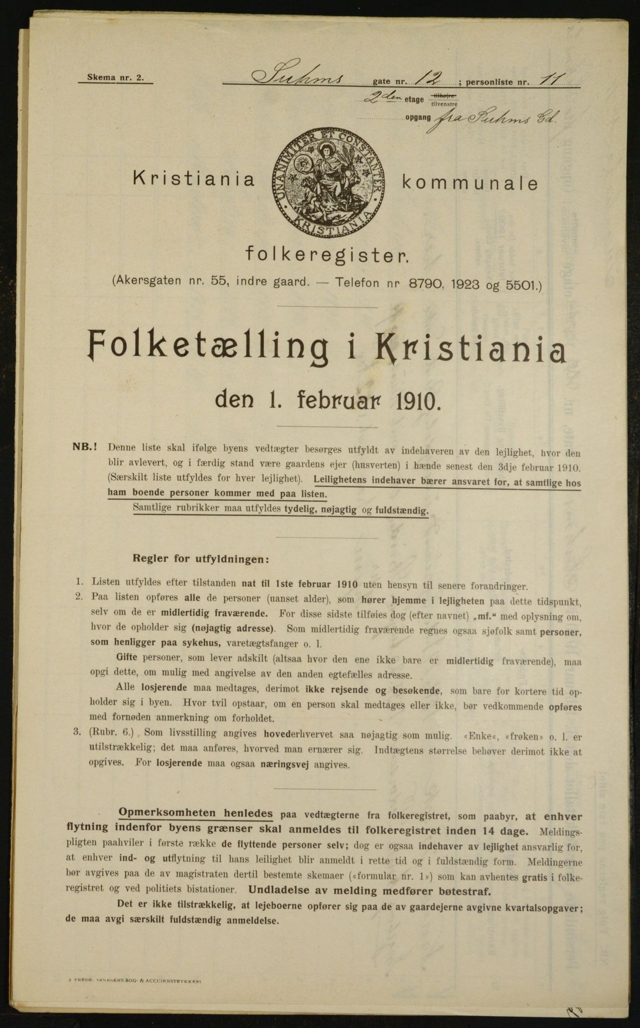 OBA, Municipal Census 1910 for Kristiania, 1910, p. 99264