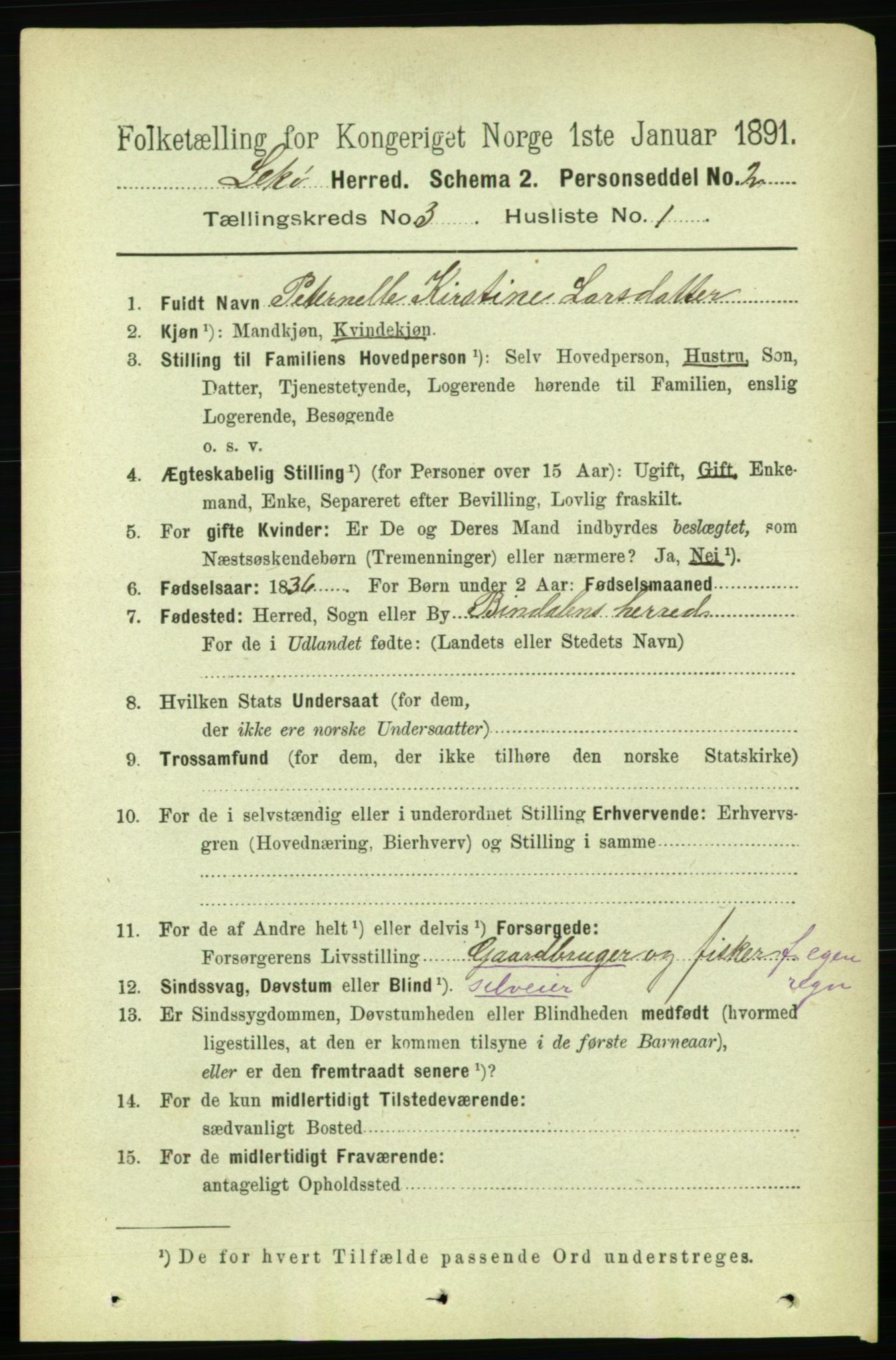 RA, 1891 census for 1755 Leka, 1891, p. 1401