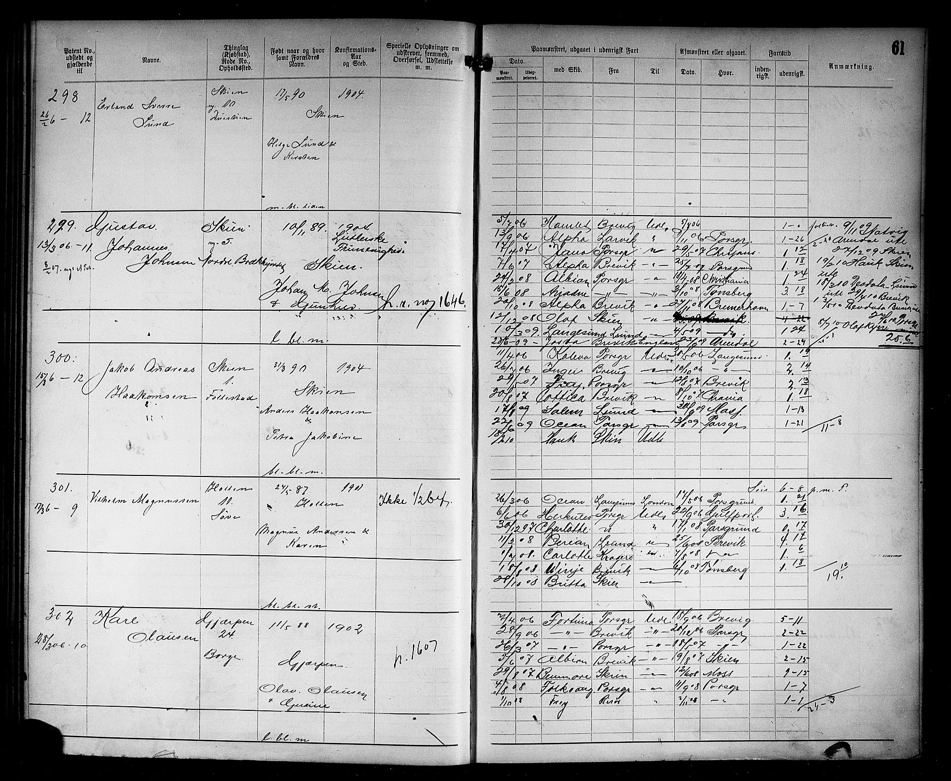 Skien innrulleringskontor, AV/SAKO-A-832/F/Fc/L0006: Annotasjonsrulle, 1899-1911, p. 63