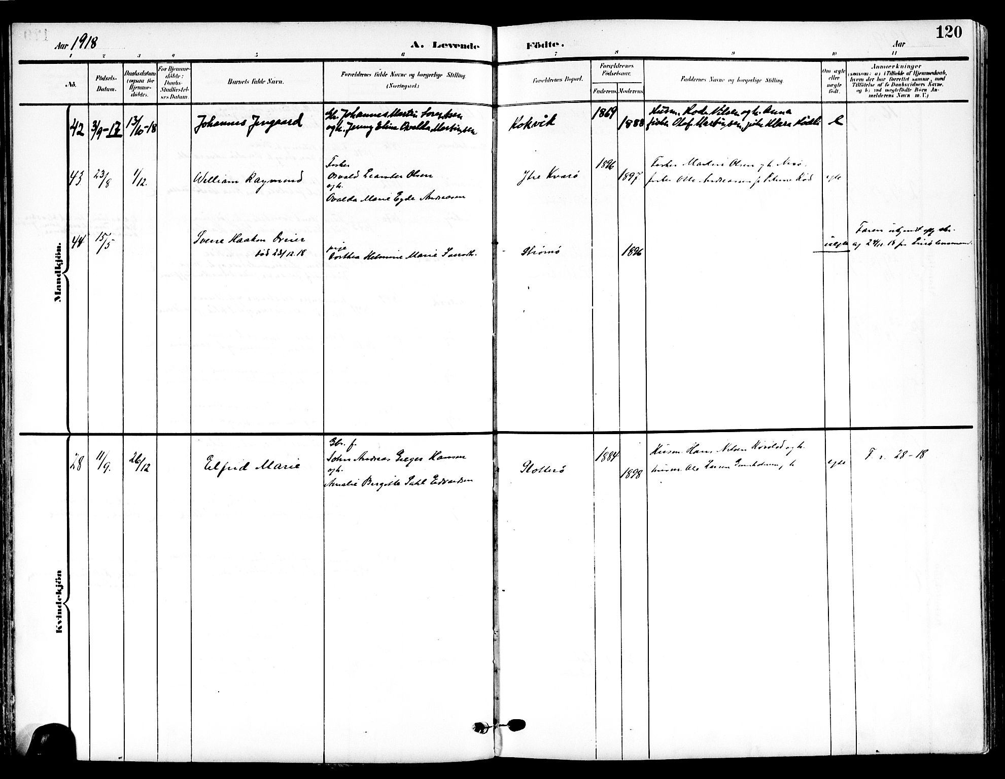 Ministerialprotokoller, klokkerbøker og fødselsregistre - Nordland, AV/SAT-A-1459/839/L0569: Parish register (official) no. 839A06, 1903-1922, p. 120