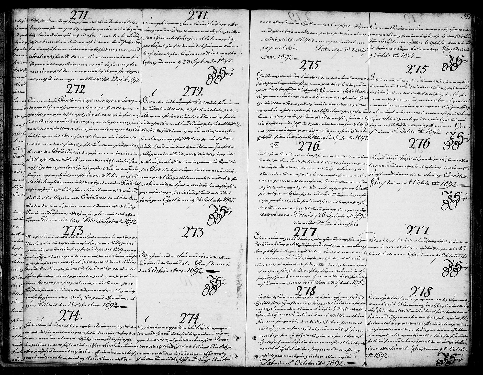Stattholderembetet 1572-1771, RA/EA-2870/Ad/L0005: Supplikasjons- og resolusjonsprotokoll, 1692-1699, p. 58b-59a