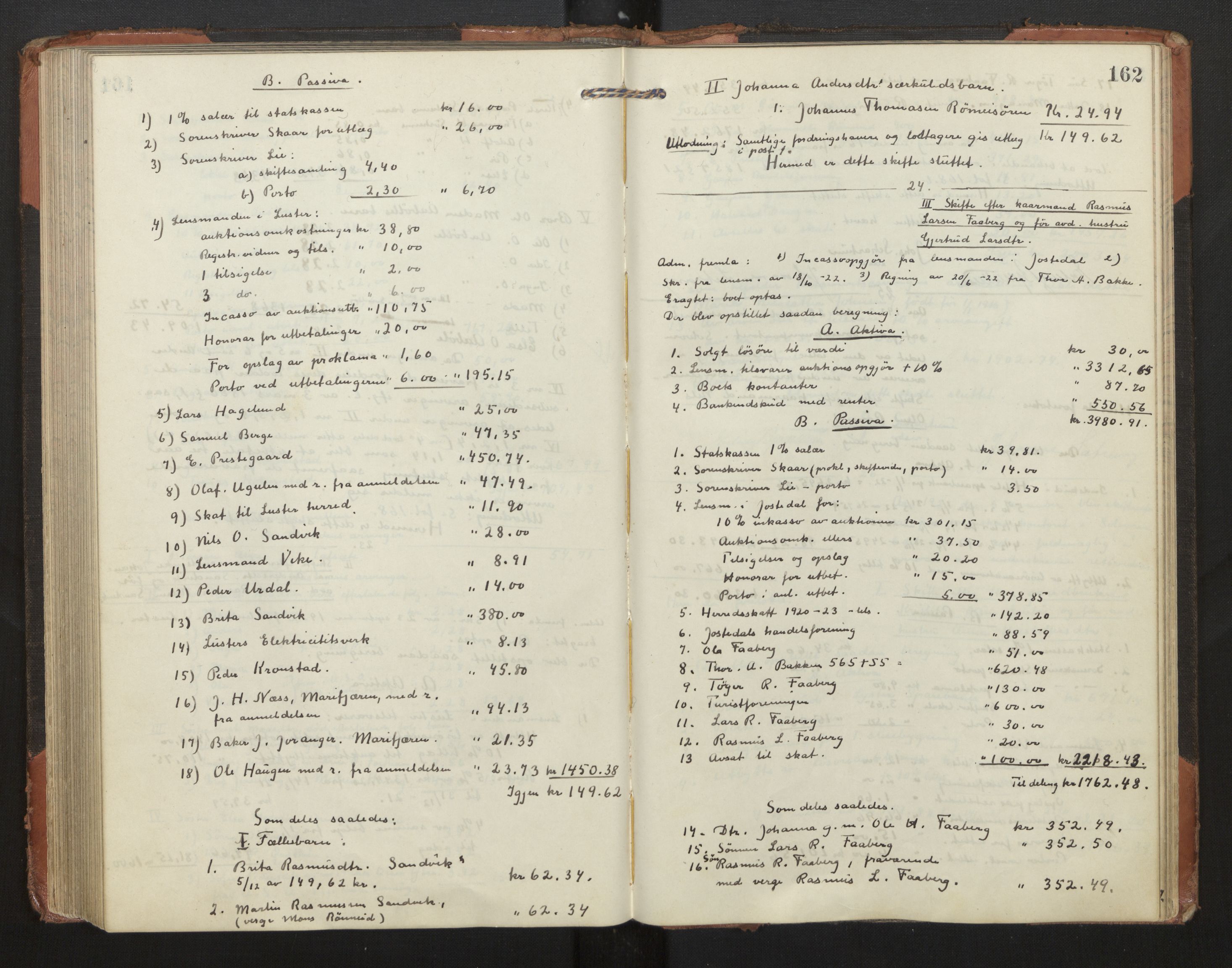 Indre Sogn tingrett, AV/SAB-A-3301/1/H/Hd/L0008: Skifteutlodningsprotokoll 8, 1912-1923, p. 161b-162a