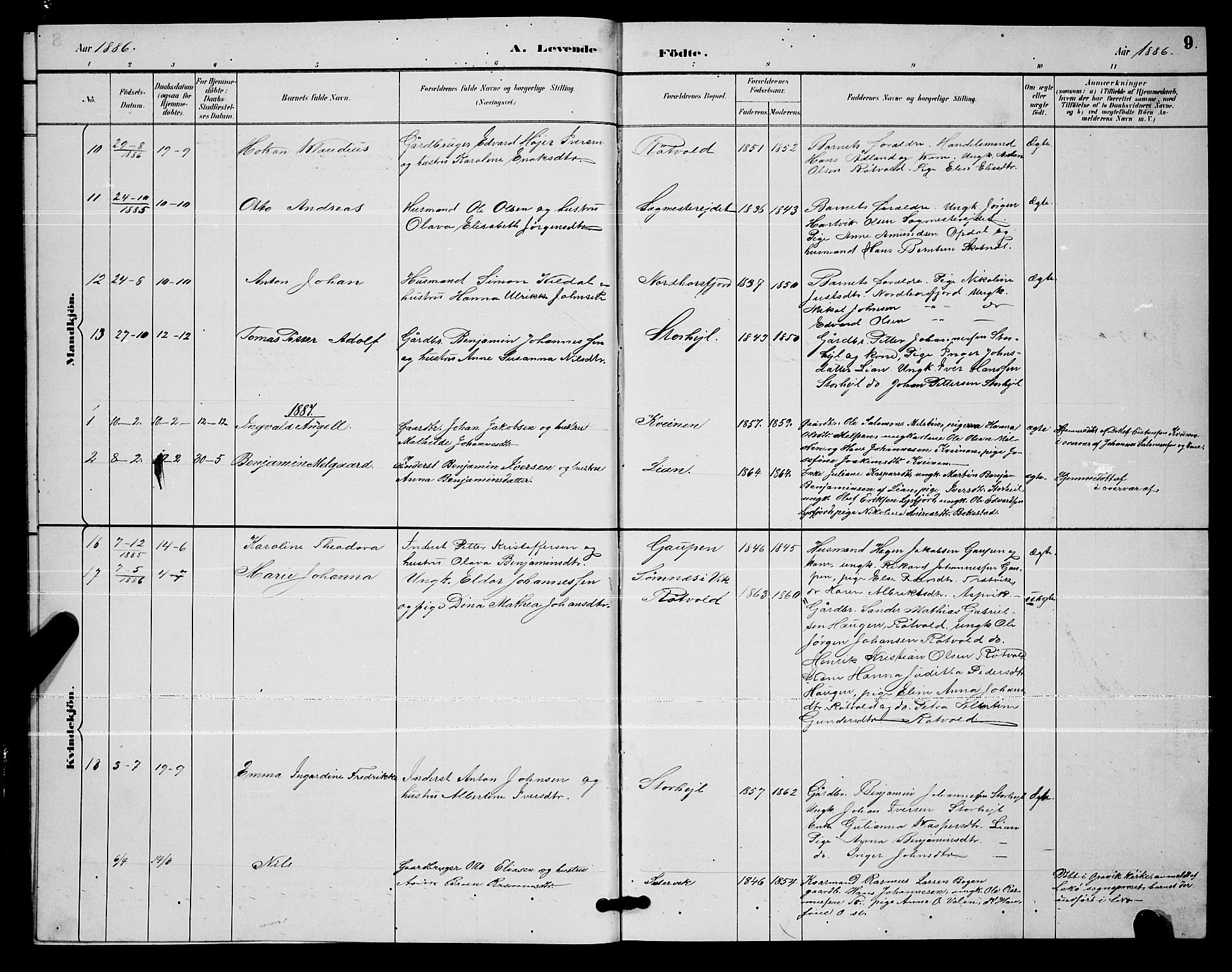 Ministerialprotokoller, klokkerbøker og fødselsregistre - Nordland, SAT/A-1459/811/L0169: Parish register (copy) no. 811C01, 1884-1894, p. 9