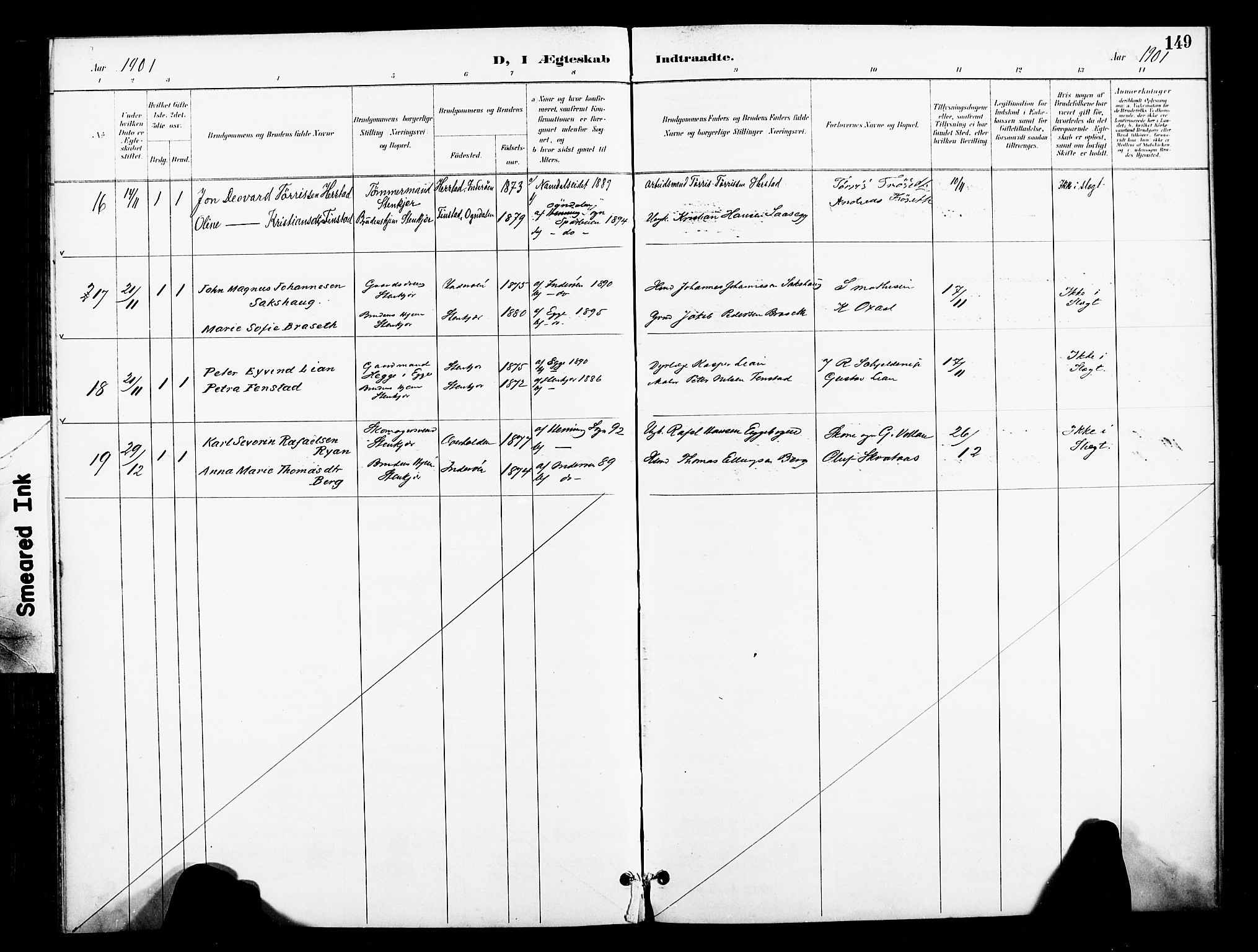 Ministerialprotokoller, klokkerbøker og fødselsregistre - Nord-Trøndelag, SAT/A-1458/739/L0372: Parish register (official) no. 739A04, 1895-1903, p. 149