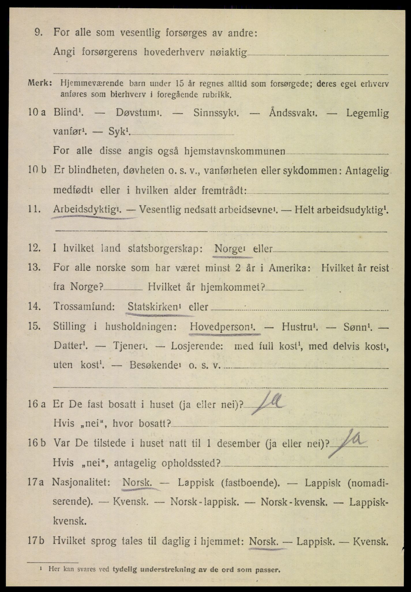 SAT, 1920 census for Steigen, 1920, p. 1941