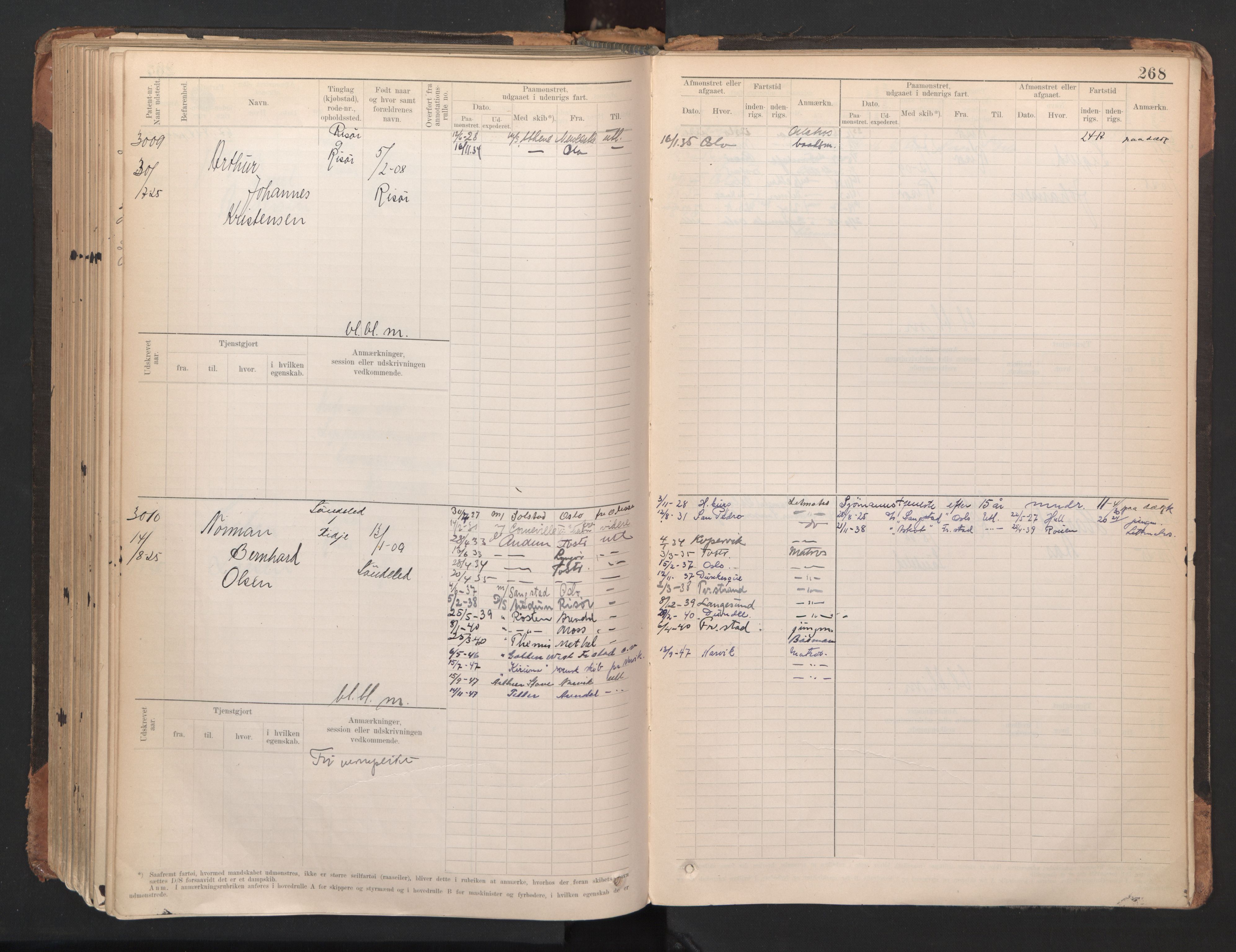 Risør mønstringskrets, AV/SAK-2031-0010/F/Fb/L0005: Hovedrulle A nr 2485-3065, Q-5, 1904-1948, p. 278