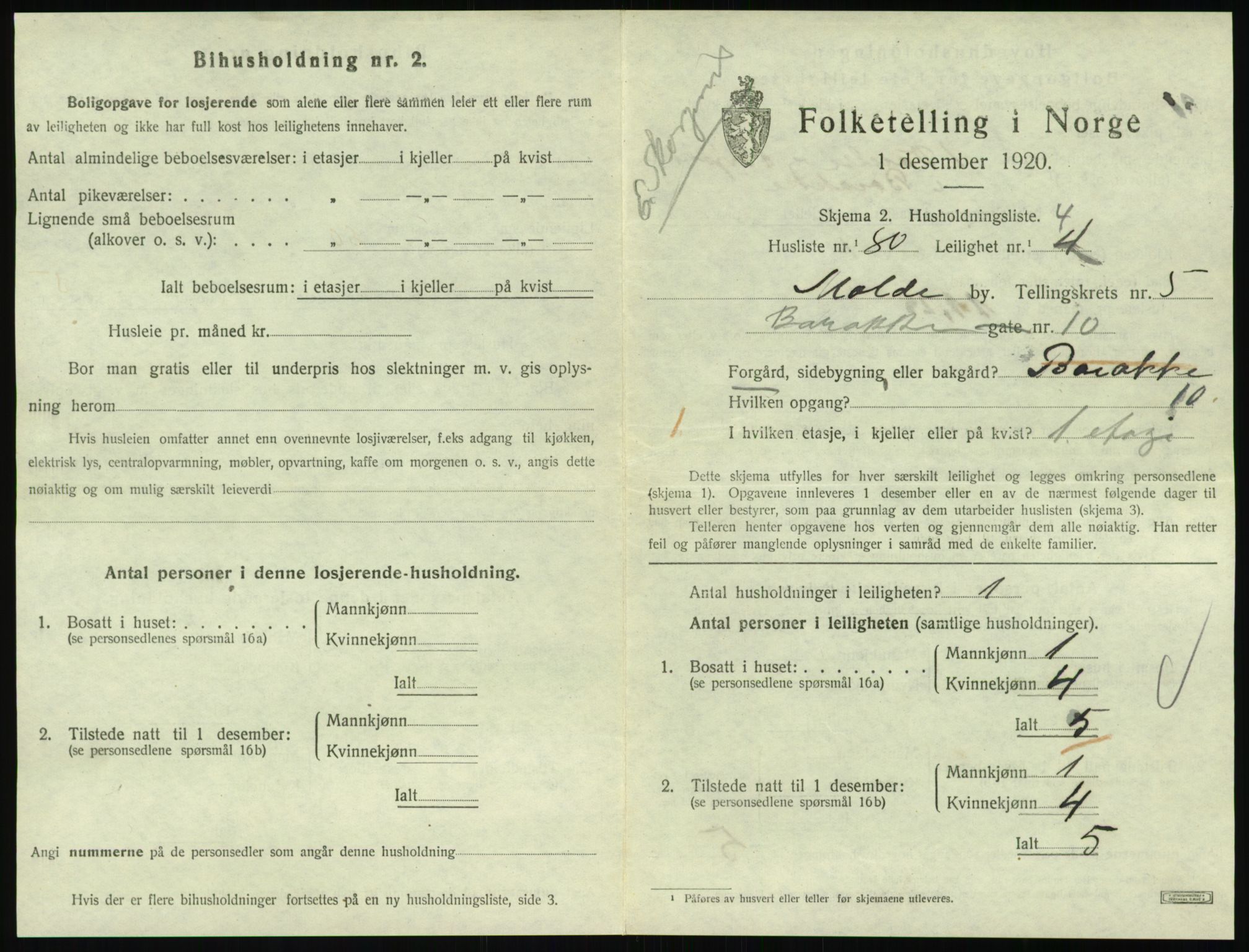 SAT, 1920 census for Molde, 1920, p. 2069