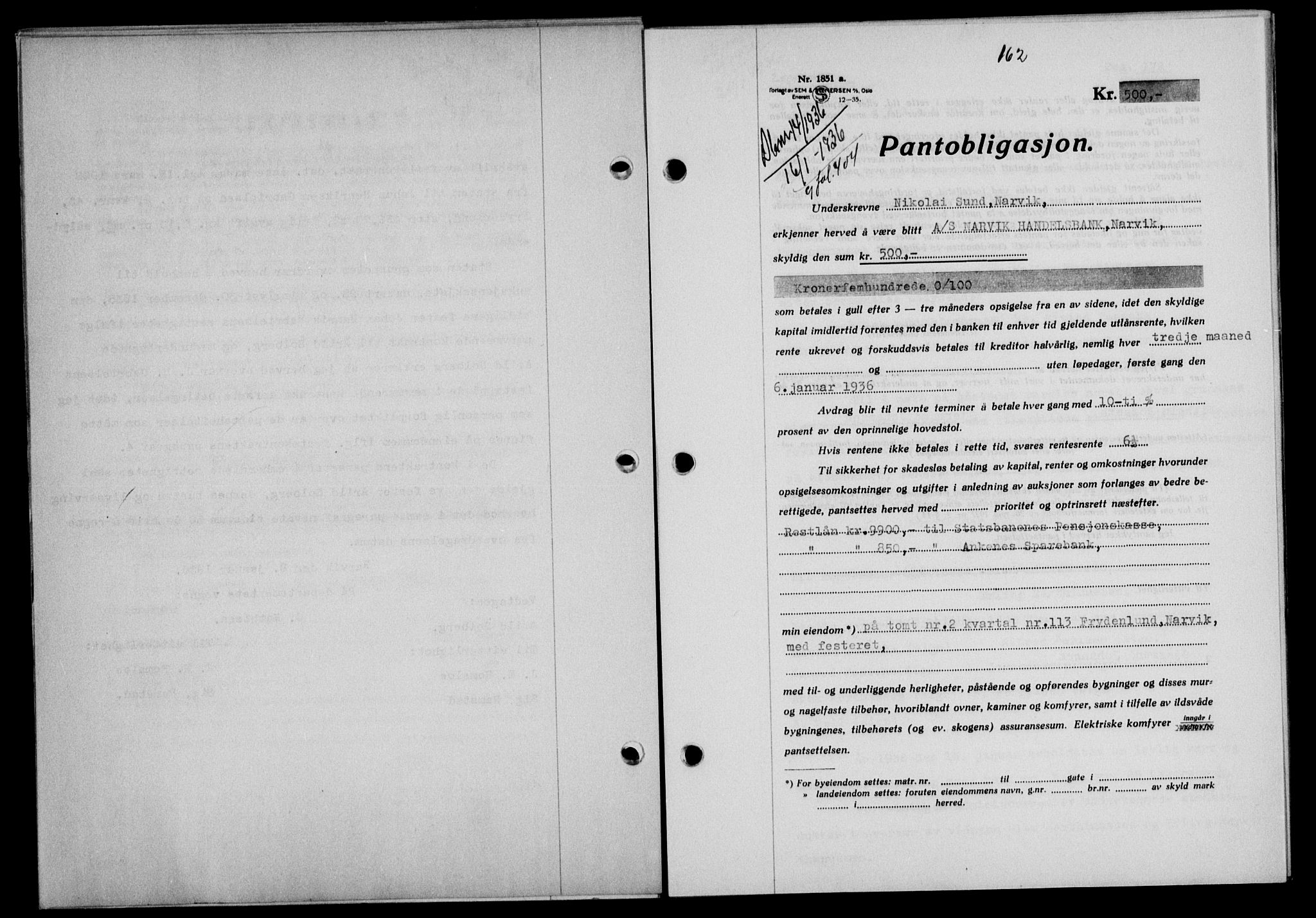 Narvik sorenskriveri, SAT/A-0002/1/2/2C/2Ca/L0011: Mortgage book no. 14, 1935-1937, Deed date: 16.01.1936